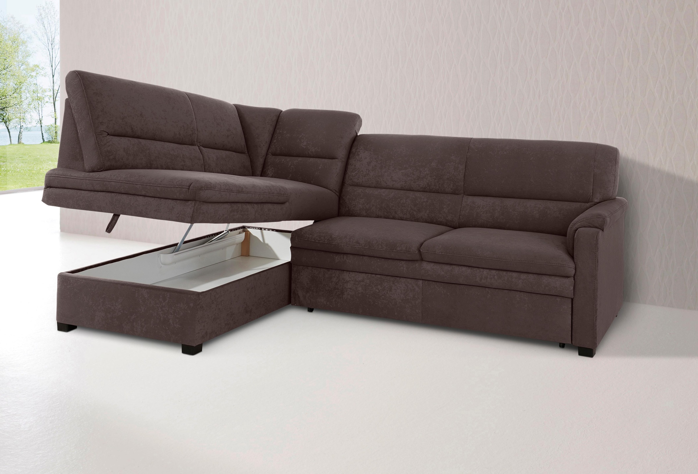 sit&more Ecksofa »Pisa L-Form«, mit Federkern, wahlweise mit Bettfunktion