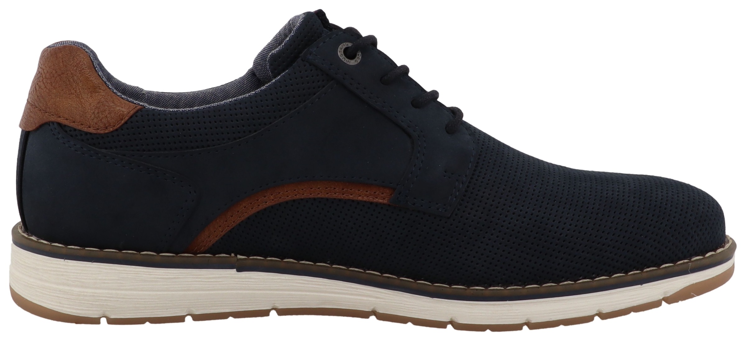 Sneaker MUSTANG SHOES "Agnese", Herren, Gr. 49, navy, Velourslederimitat, Schuhe Sneaker, Freizeitschuh, Halbschuh, Schnürschuh mit Kontrastbesatz 3