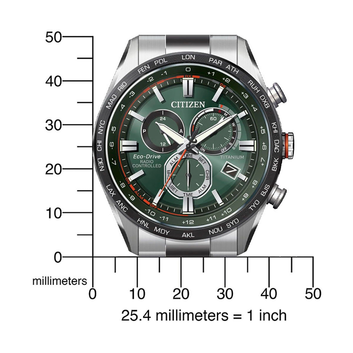 Citizen Funkchronograph, Armbanduhr, Herrenuhr, Solar, Titan, Stoppfunktion