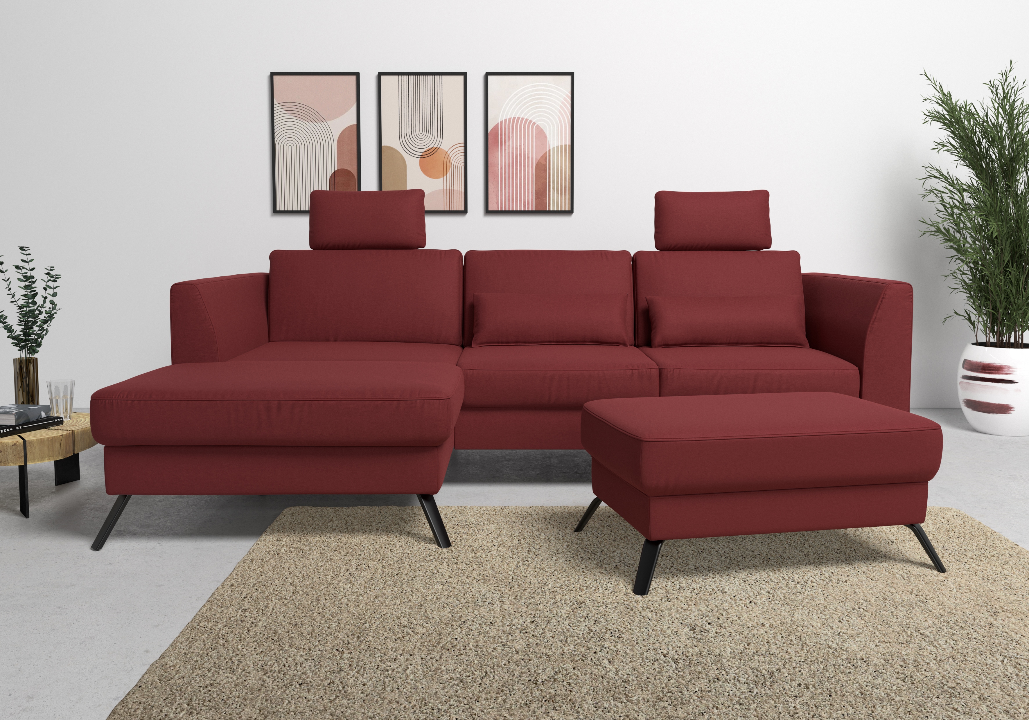 sit&more Ecksofa "Olsen L-Form" inklusive Sitztiefenverstellung, optional Schlaffunktion, 15cm hoch