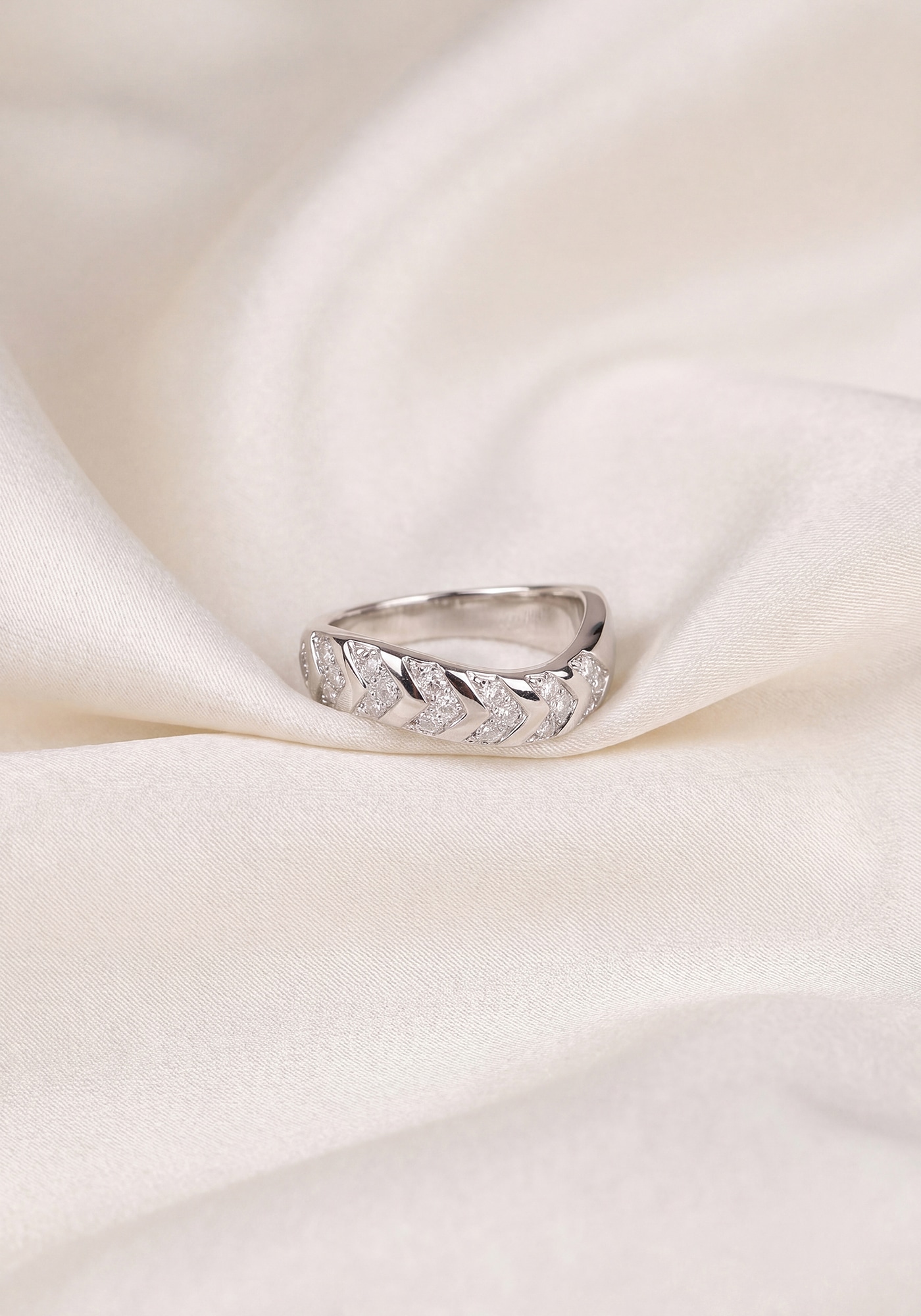 JOBO Silberring »Ring Welle geschwungen« 925 Silber mit 21 Zirkonia