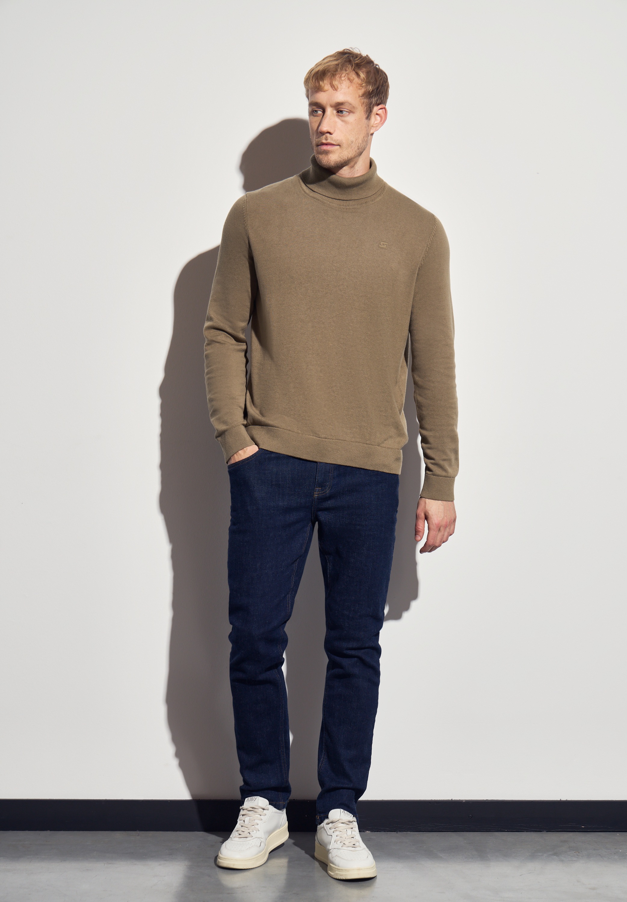 STREET ONE MEN Rollkragenpullover, aus reiner Baumwolle