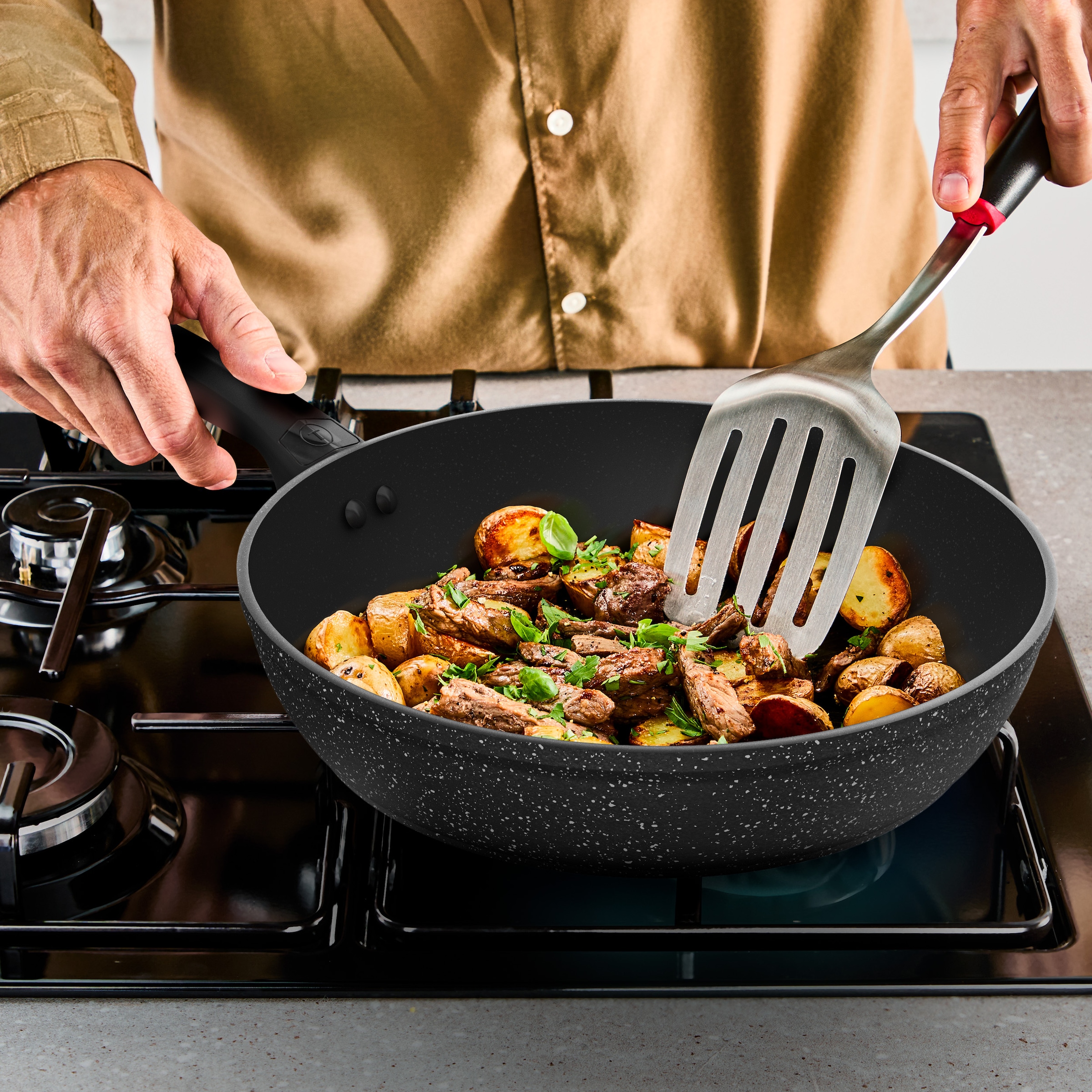 Tefal Wok »Excell'Cook« Aluminium 1 tlg. leistungsstarke Antihaftbeschichtung, Induktion, metallspatelsicher