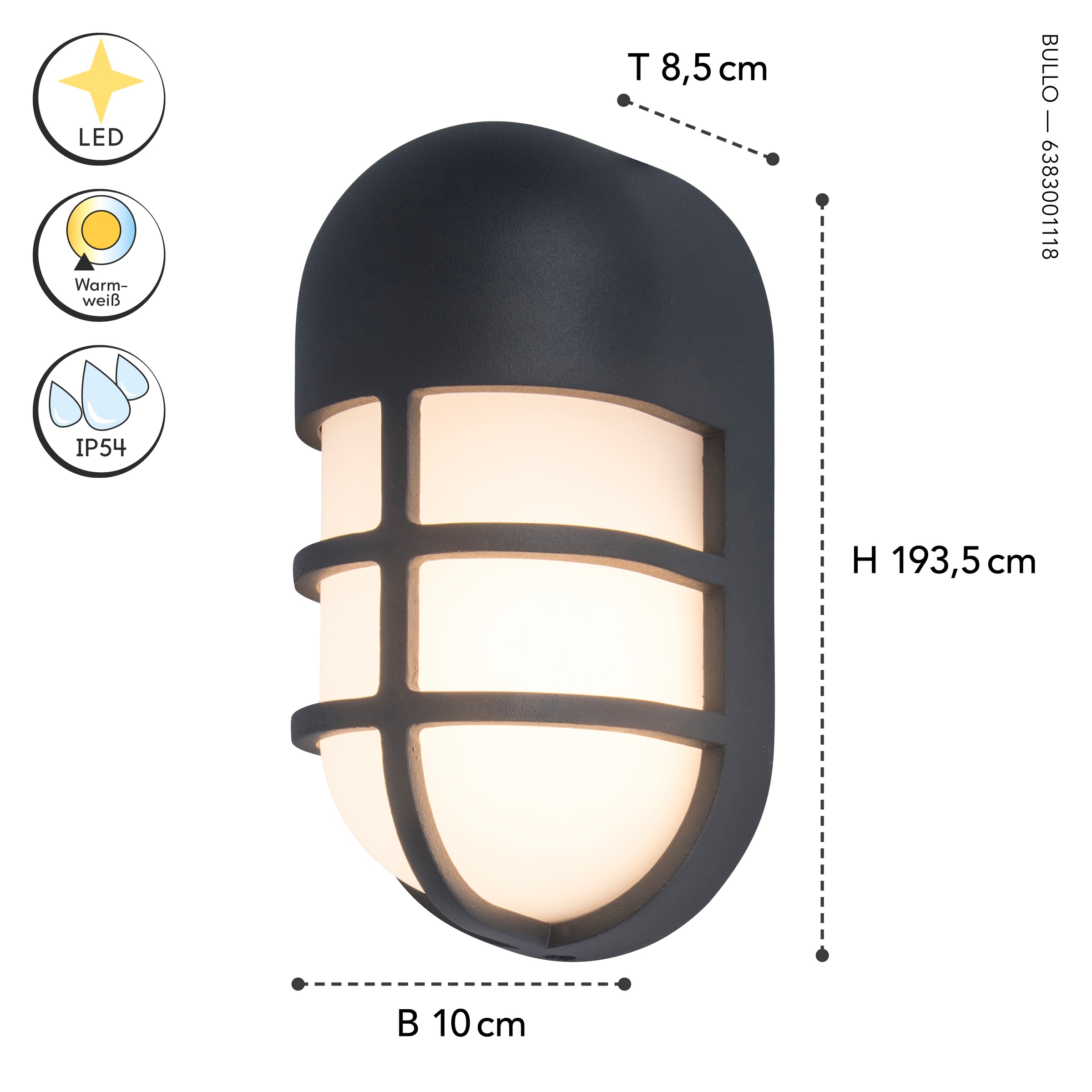 LUTEC Außen-Wandleuchte »LED-Aussenleuchte BULLO«, 1 flammig, Leuchtmittel LED-Board | LED fest integriert