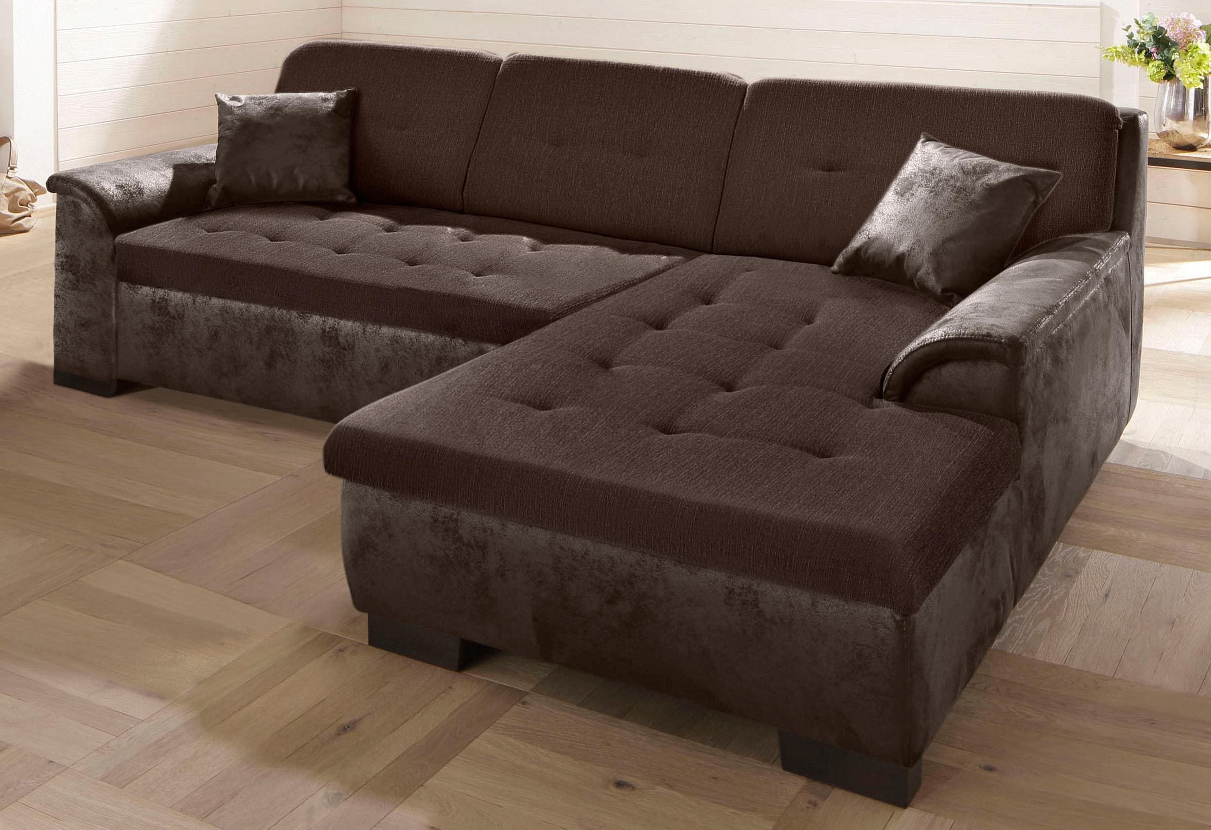 Home affaire Ecksofa "BERGEN 267x178 cm, elegantes Design" whlw. mit Bettfunktion L-Form