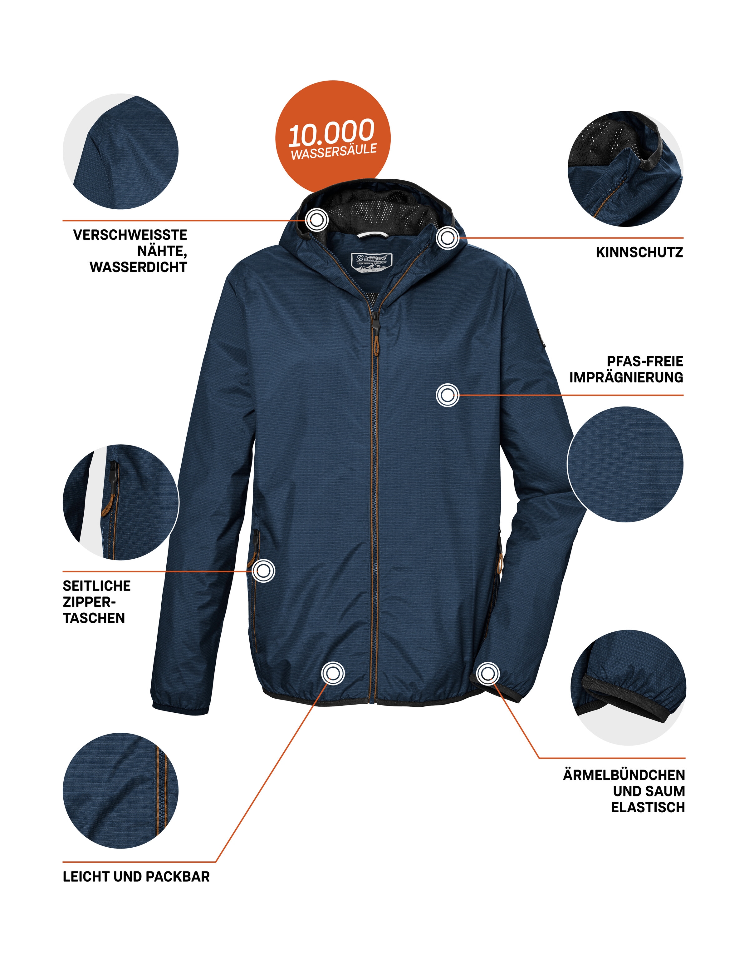 Killtec Outdoorjacke »KOS 112 MN JCKT«, Herren Funktionsjacke: leicht, wasser- und winddicht, atmungsaktiv