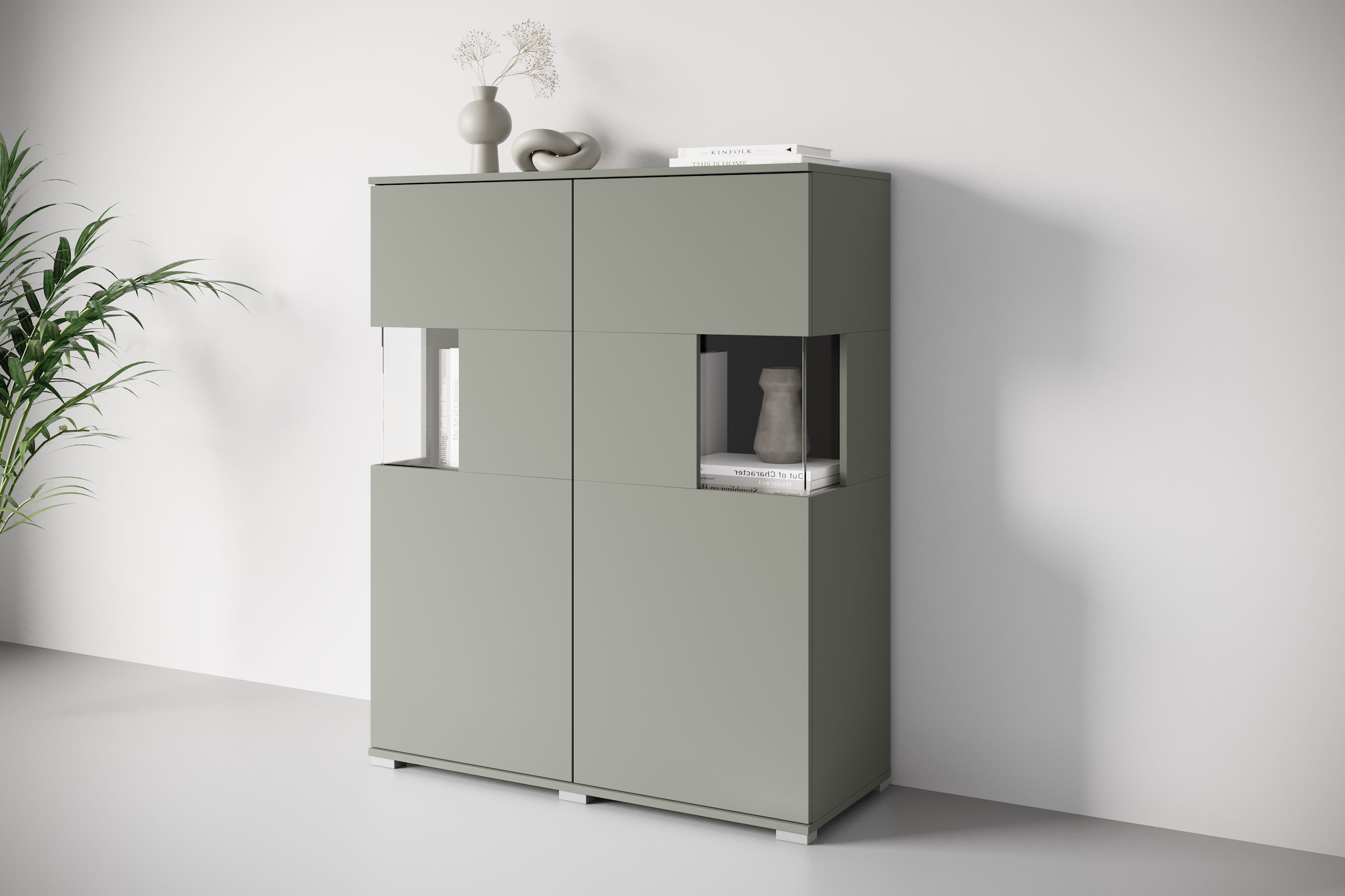 INOSIGN Highboard »Kenia«, (1 St.), Modernes Highboard mit Glastüren, Breite 100 cm