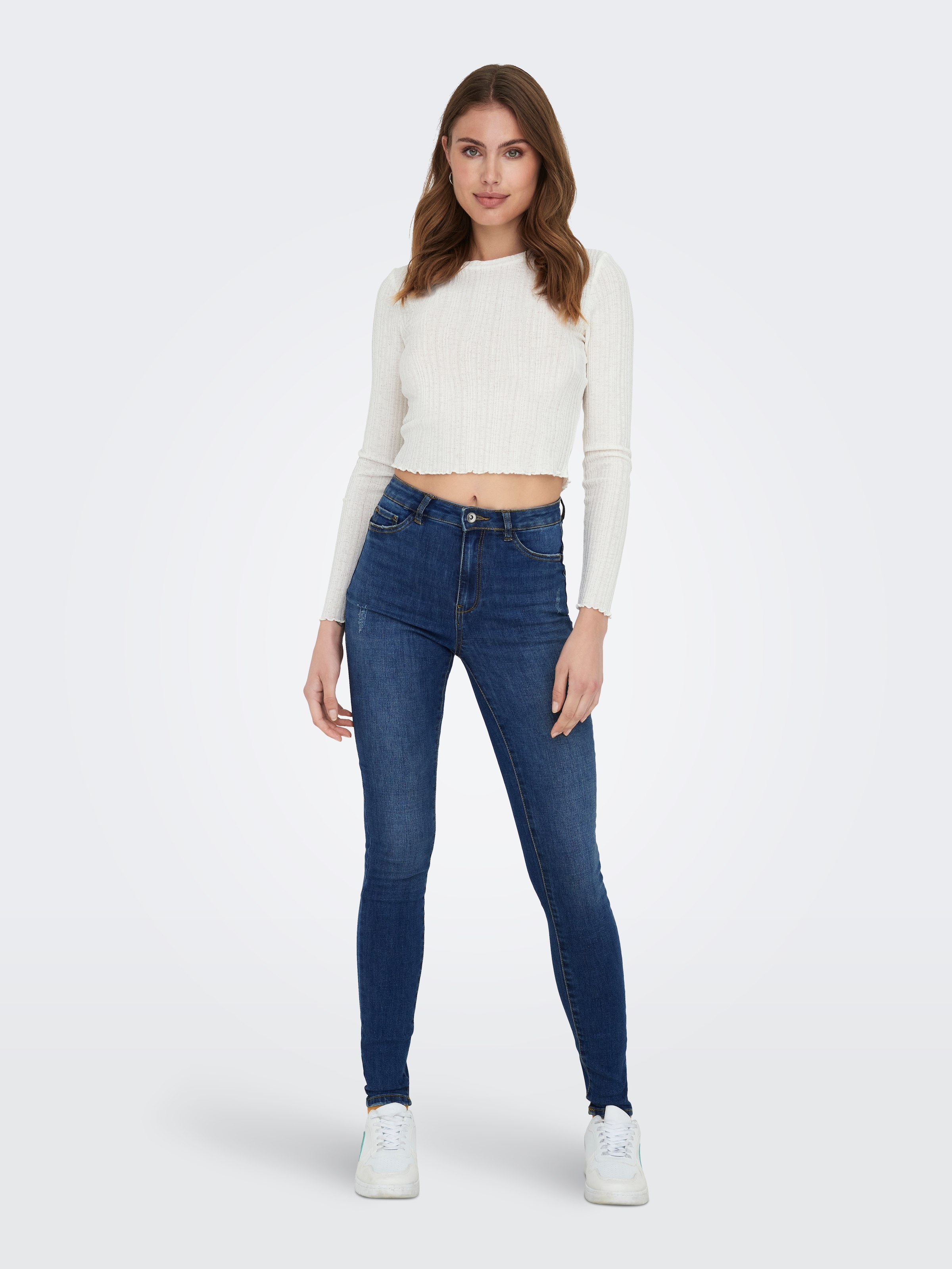 ONLY Skinny-fit-Jeans »ONLROSE – Skinny-Jeans mit hoher Taille und modischer Waschung« skinny fit, modisch, Denim, Baumwollmischung