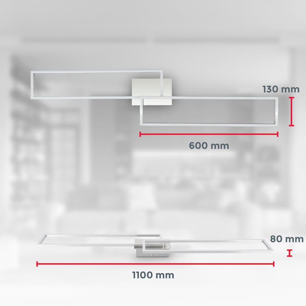 B.K.Licht LED Deckenleuchte,  in gebürsteter Alu-Optik, LED-Platine 40 Watt, 4.000lm (2x LED-Modul mit je 2000lm), 3.000K 