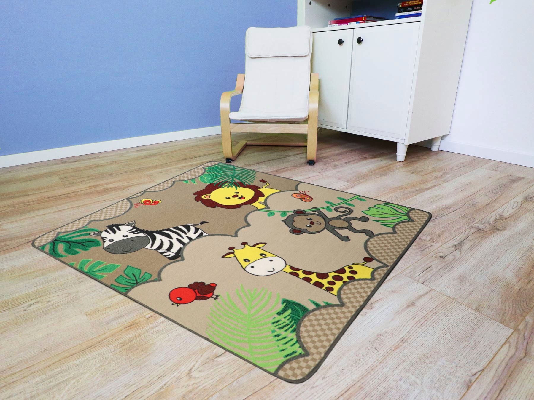 Primaflor-Ideen in Textil Kinderteppich »SAFARI«, rechteckig, 5 mm Höhe, Motiv Tiere der Savanne, Kinderzimmer