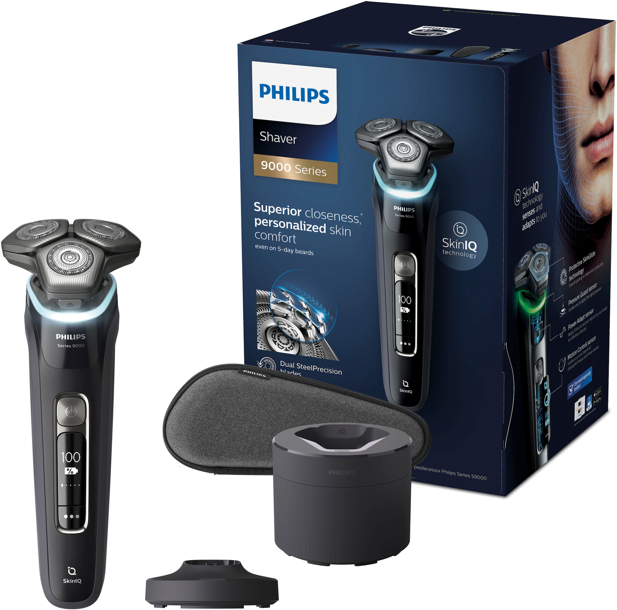 Philips Elektrorasierer »Series 9000 S9986/55«, Reinigungsstation, mit Skin IQ Technologie, inkl. Reinigungsstation, Ladestand und Etui