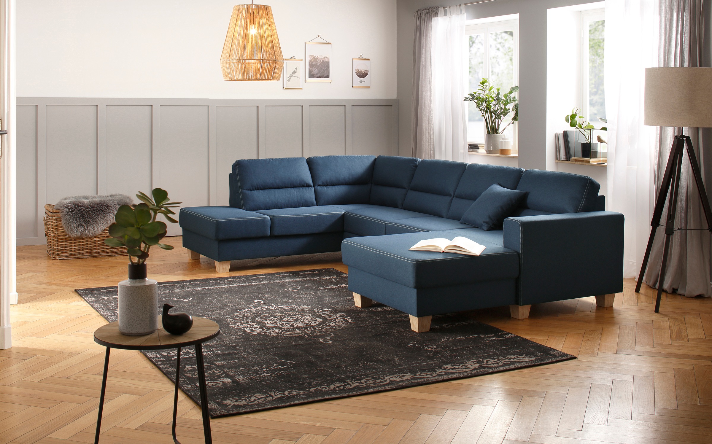 Home affaire Wohnlandschaft »Navan, U-Form«, wahlweise mit Bettfunktion und Kopfstütze