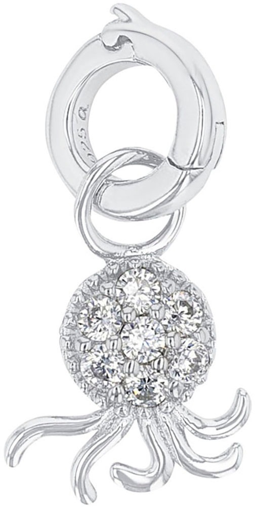 AMOR Damen Charm-Einhänger "Meerestier Qualle", silber, Silber 925 (Sterlingsilber), Charms, mit Zirkonia (synth.)