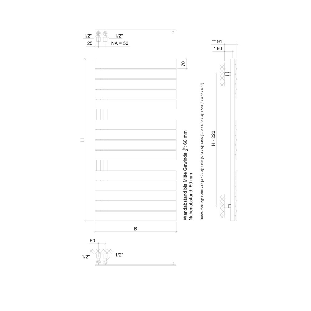 Ximax Badheizkörper »P2-Open 1720 mm x 700 mm«