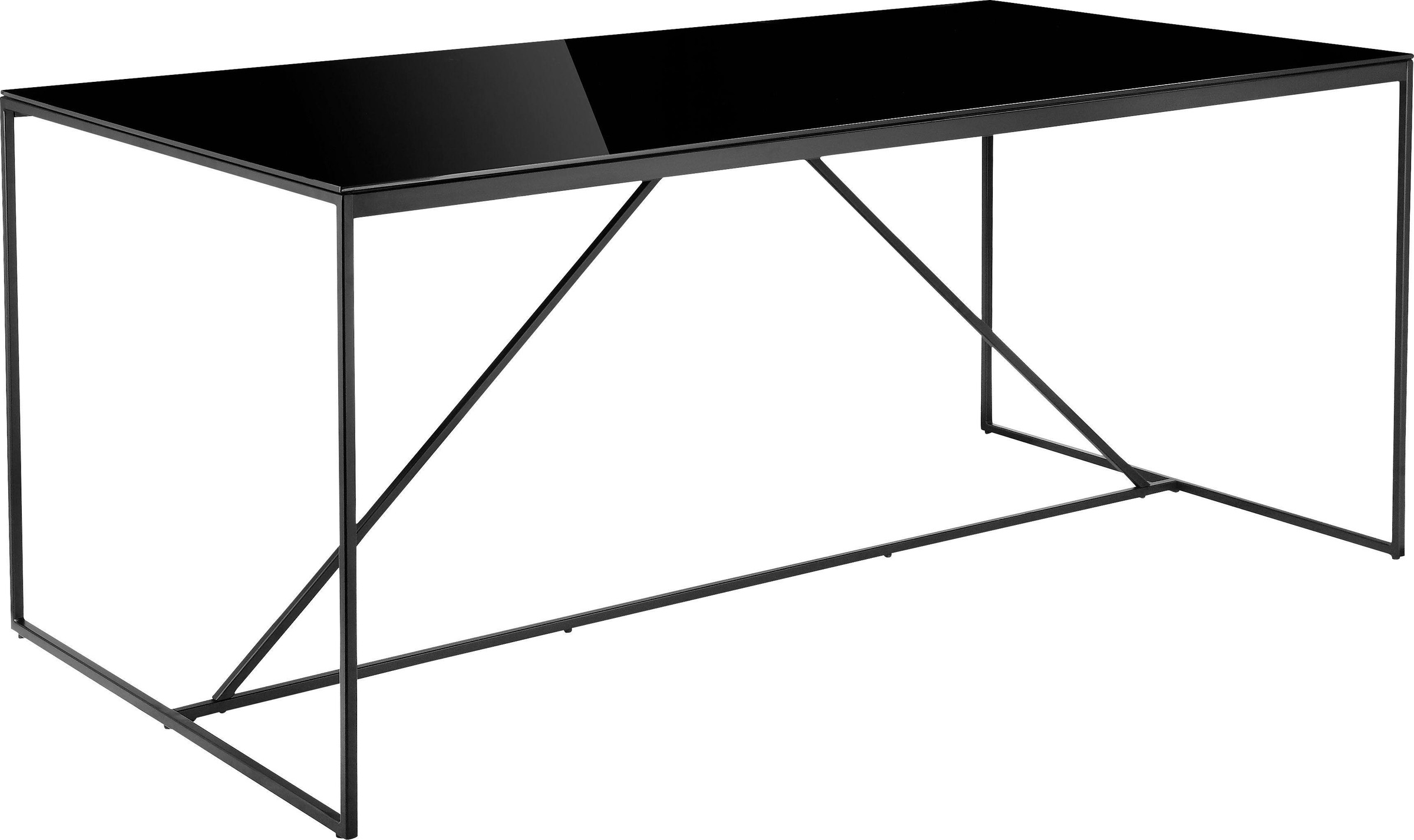 Preisvergleich für INOSIGN Esstisch Esra, Gestell aus Metall, Tischplatte  aus Glas, BxHxT 180x90x76 cm, in der Farbe Schwarz | Ladendirekt