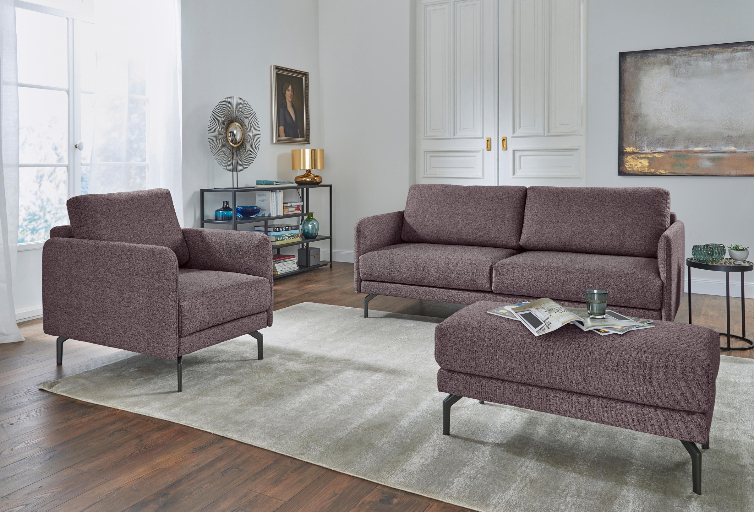 hülsta sofa Sessel »hs.450«, Armlehne sehr schmal, Breite 70 cm, Alugussfuß  Umbragrau | BAUR