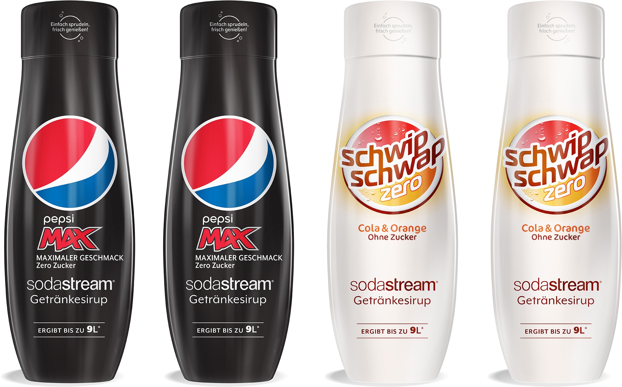 Sodastream  Getränke-Sirup, PepsiMax & SchwipSchwap Zero, (4 Flaschen), für bis zu 9 Liter Fertiggetränk