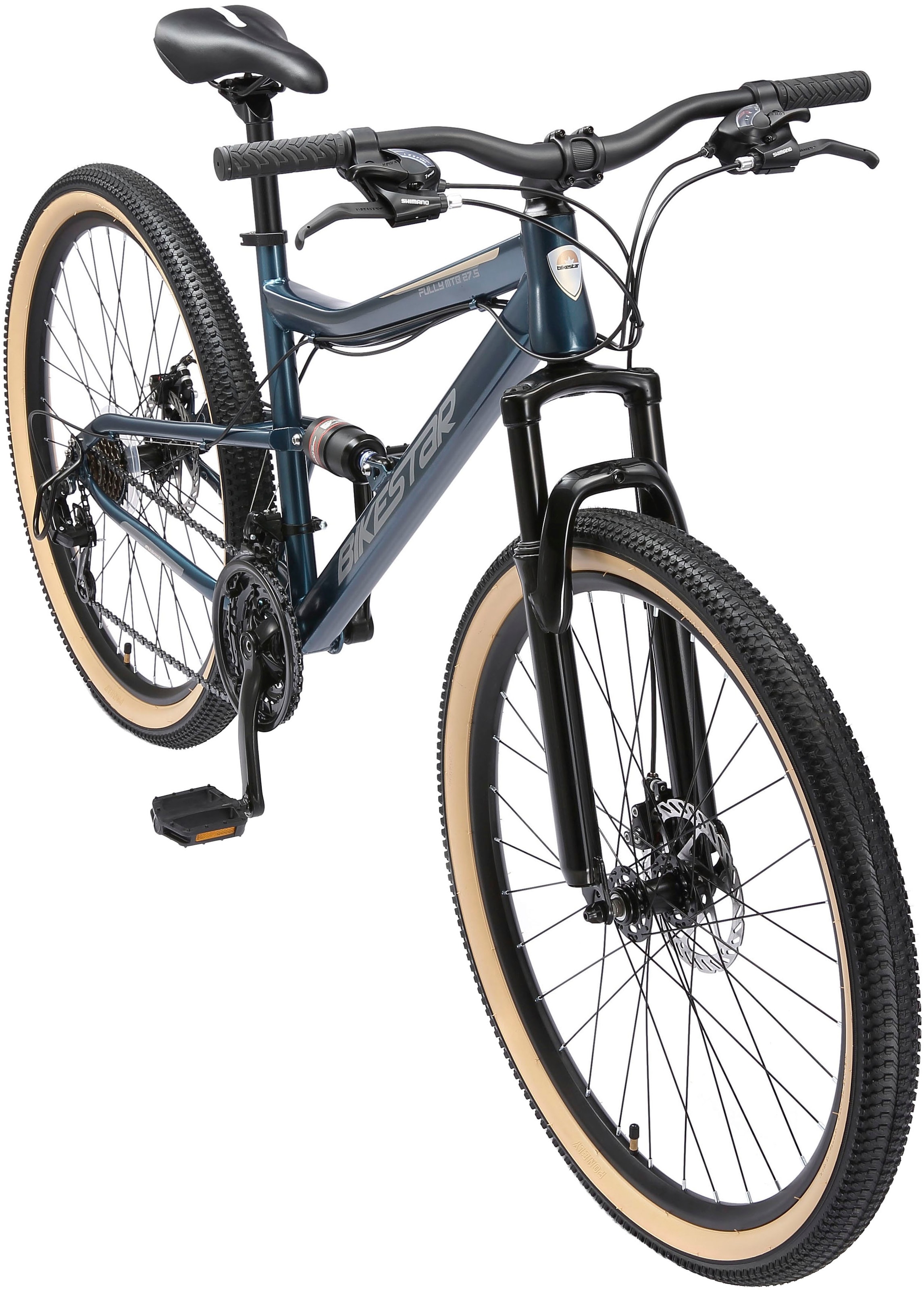 Bikestar Mountainbike, 21 Gang, Shimano, RD-TY300 Schaltwerk, Kettenschaltung, für Damen und Herren, Kettenschaltung