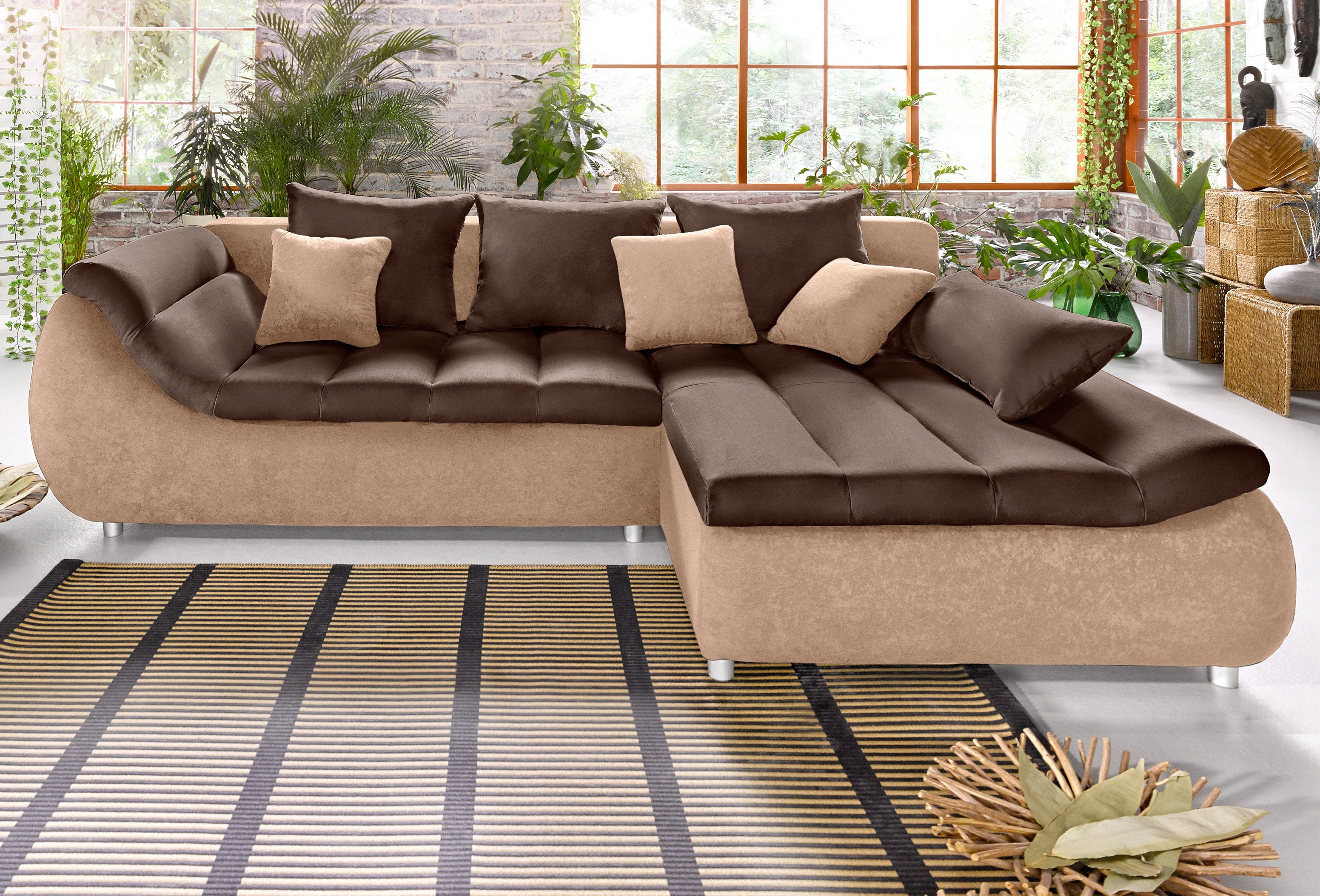 Home affaire Ecksofa "Imola modern, Breite 270cm, bequem, aktuelle Steppung im Sitz, L-Form" inkl. Bettfunktion und Bettkasten