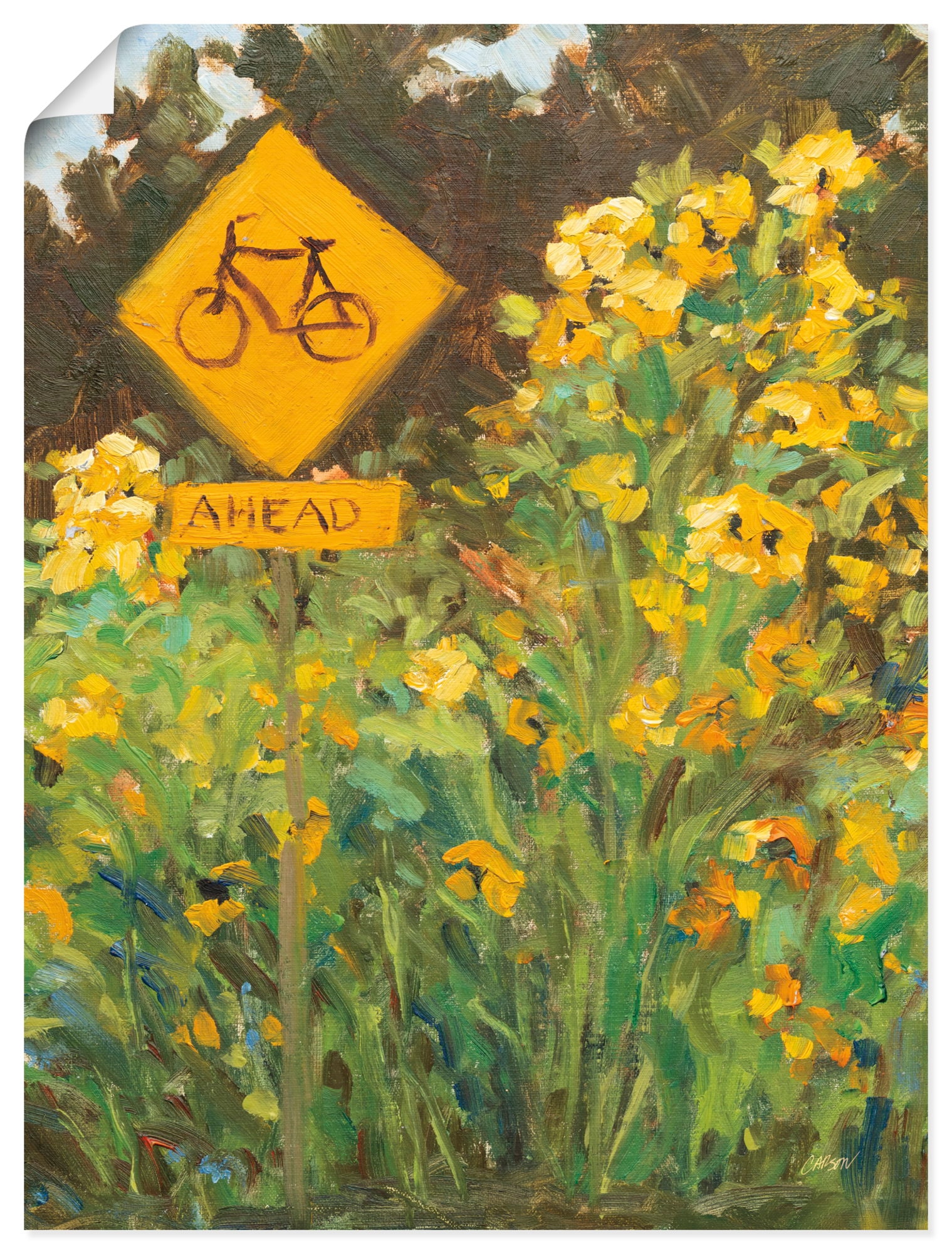 Artland Wandbild "Bicycle Crossing" Blumenwiese 1 Stk. tlg. als Alubild, Leinwandbild, Poster, Wandaufkleber in verschied. Größen
