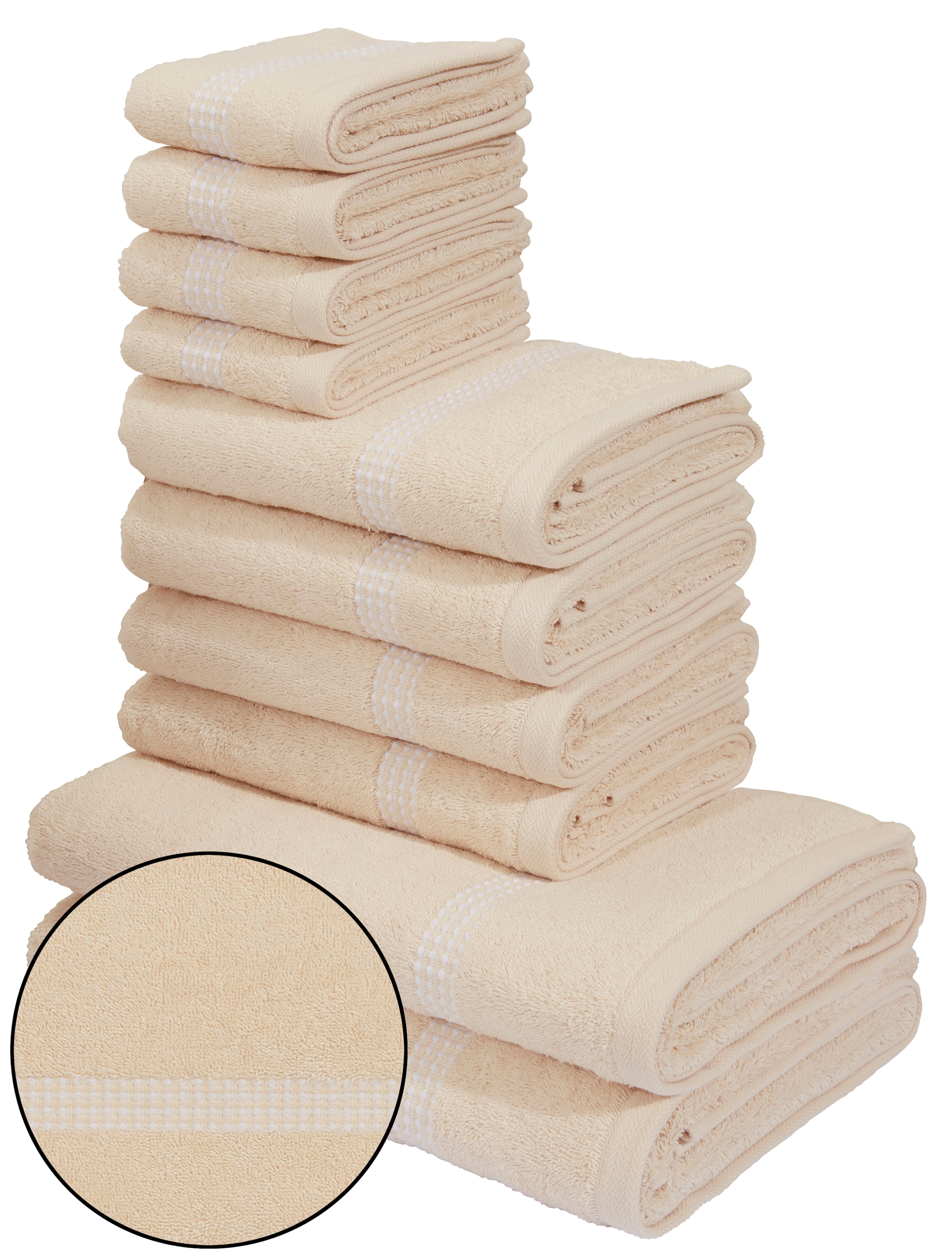 my home Handtuch Set »Kapra, Premium Handtücher, 100% Baumwolle, 500 gr/m²«, Set, 10 tlg., Frottier, 10-tlg. Handtuch-Set: 2 Duschtücher, 4 Handtücher, 4 Gästehandtücher