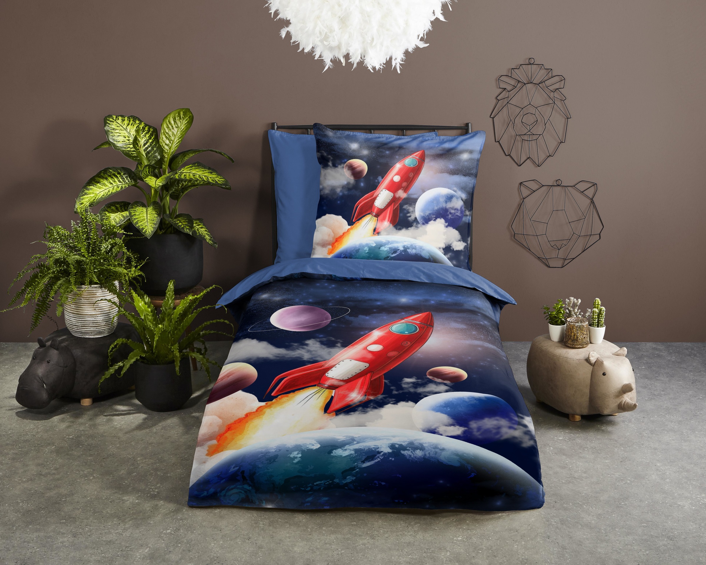 PURE luxury collection Kinderbettwäsche "Rocket" 2 Stk. Mikrofaser, 135x200 günstig online kaufen