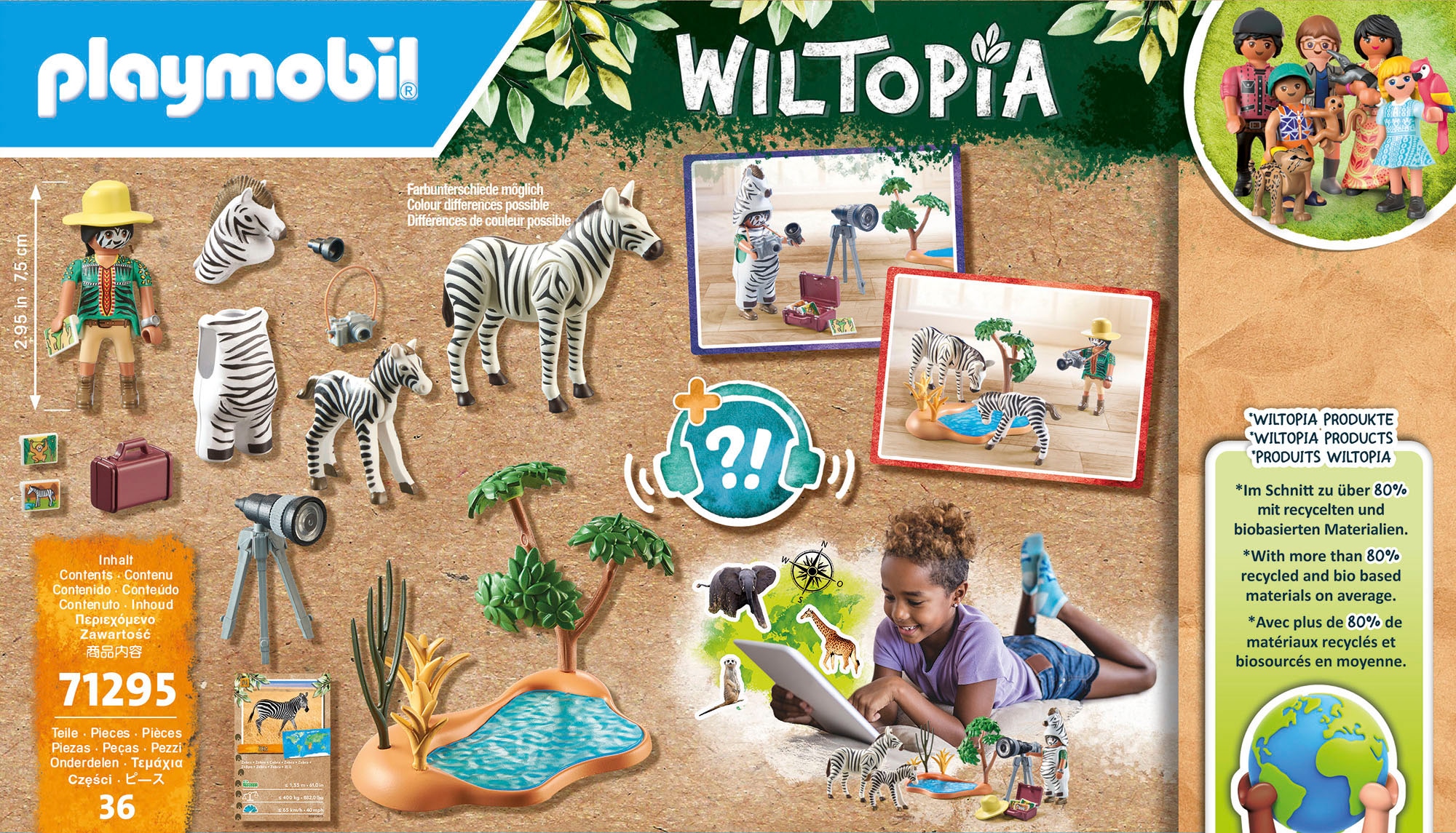 Playmobil® Konstruktions-Spielset »Unterwegs mit der Tierfotografin (71295), Wiltopia« teilweise aus recyceltem Material; Made in Europe