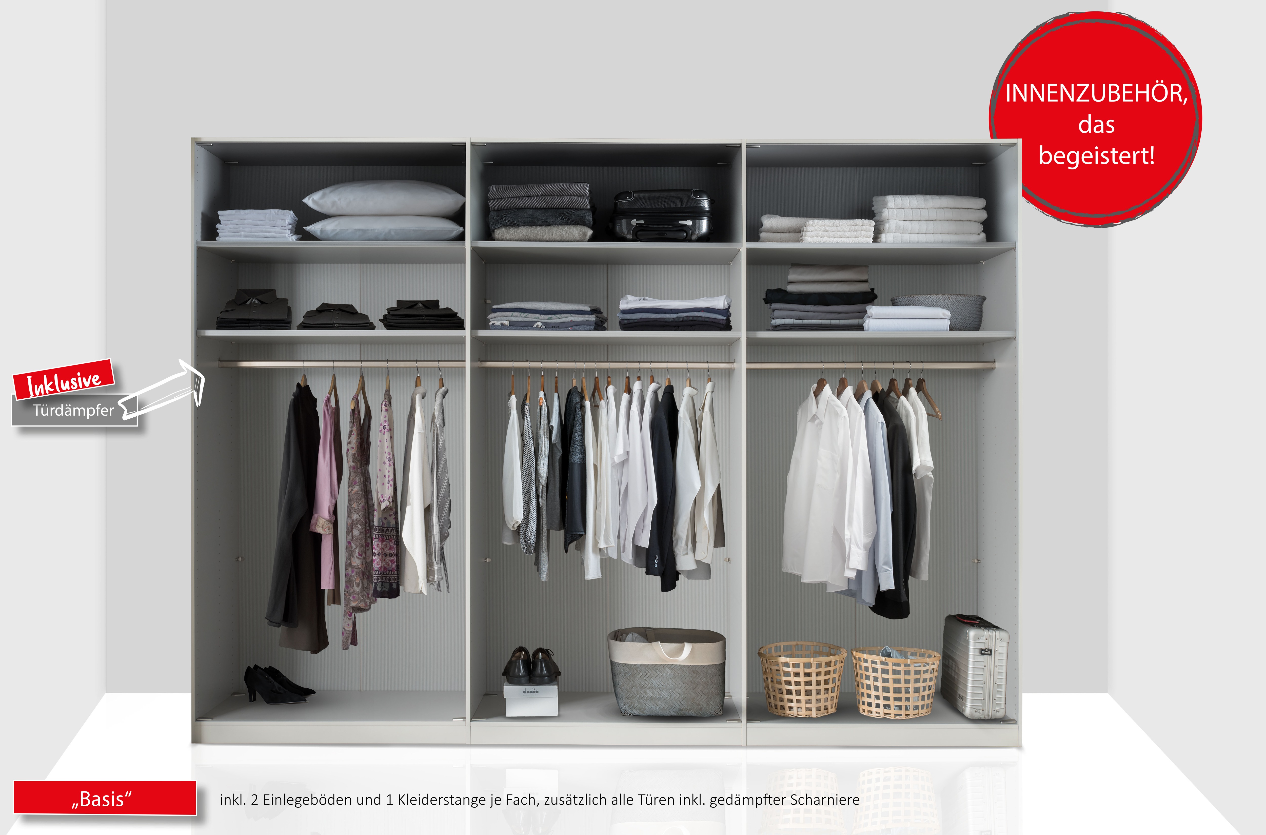 Thumbnail - WIEMANN Drehtürenschrank "Lagos" in 4 Breiten und mit 3 verschiedenen Ausstattungspaketen erhältlich, inkl. Türendämpfun...