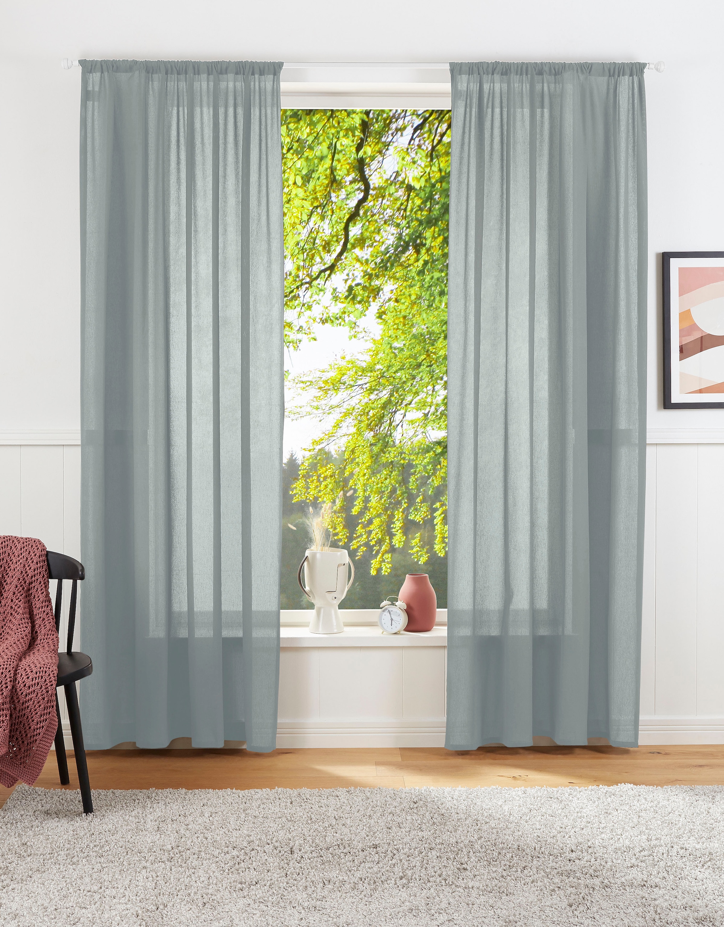 LeGer Home by Lena Gercke Vorhang "Lanea" Stangendurchzug 1 Stk. tlg. Leine günstig online kaufen