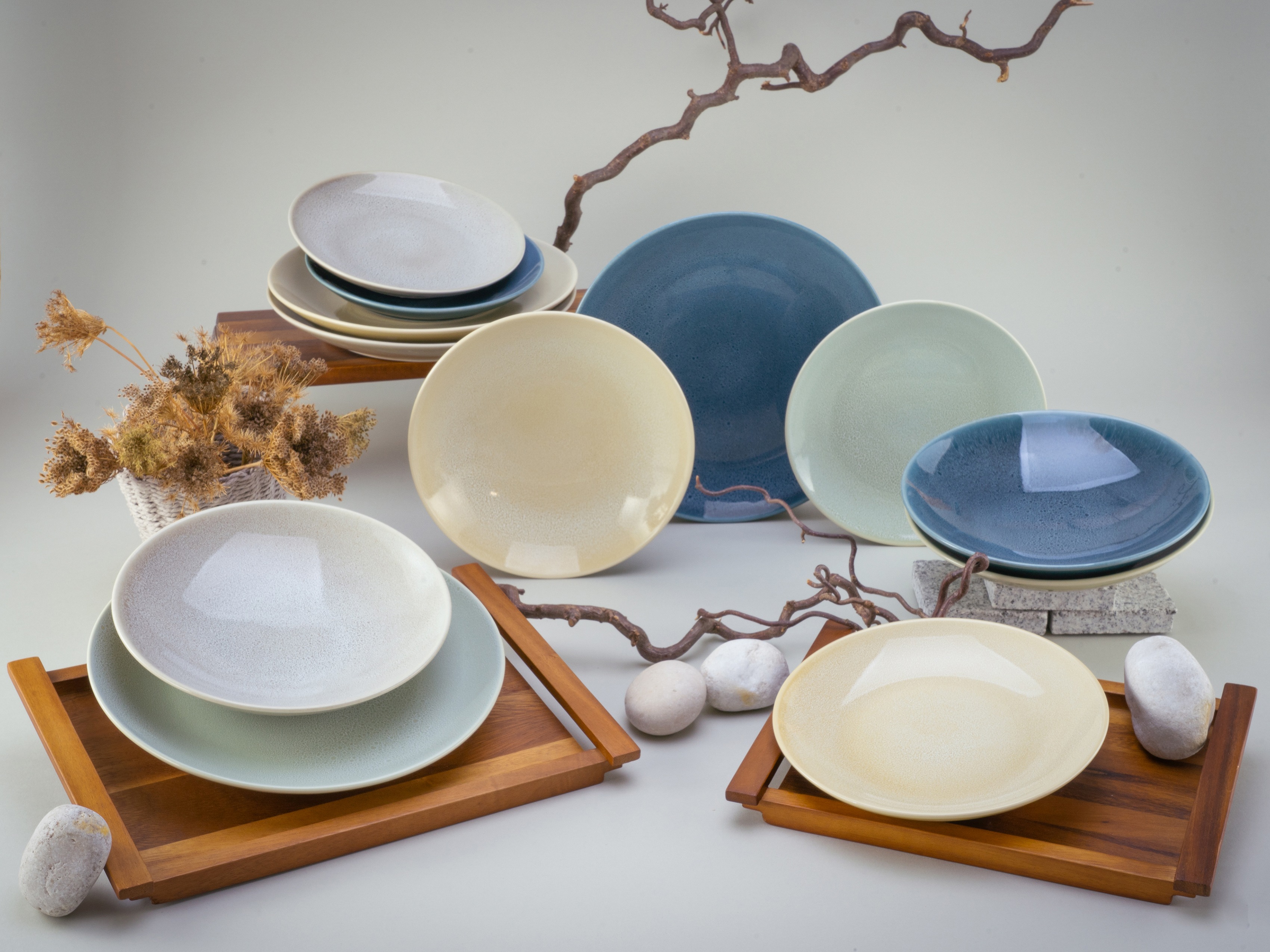 Thumbnail - CreaTable Tafelservice "Teller Set, Geschirr-Set Reactive" Service, nostalgische Spezialglasur, 12 Teile, für 4 Personen