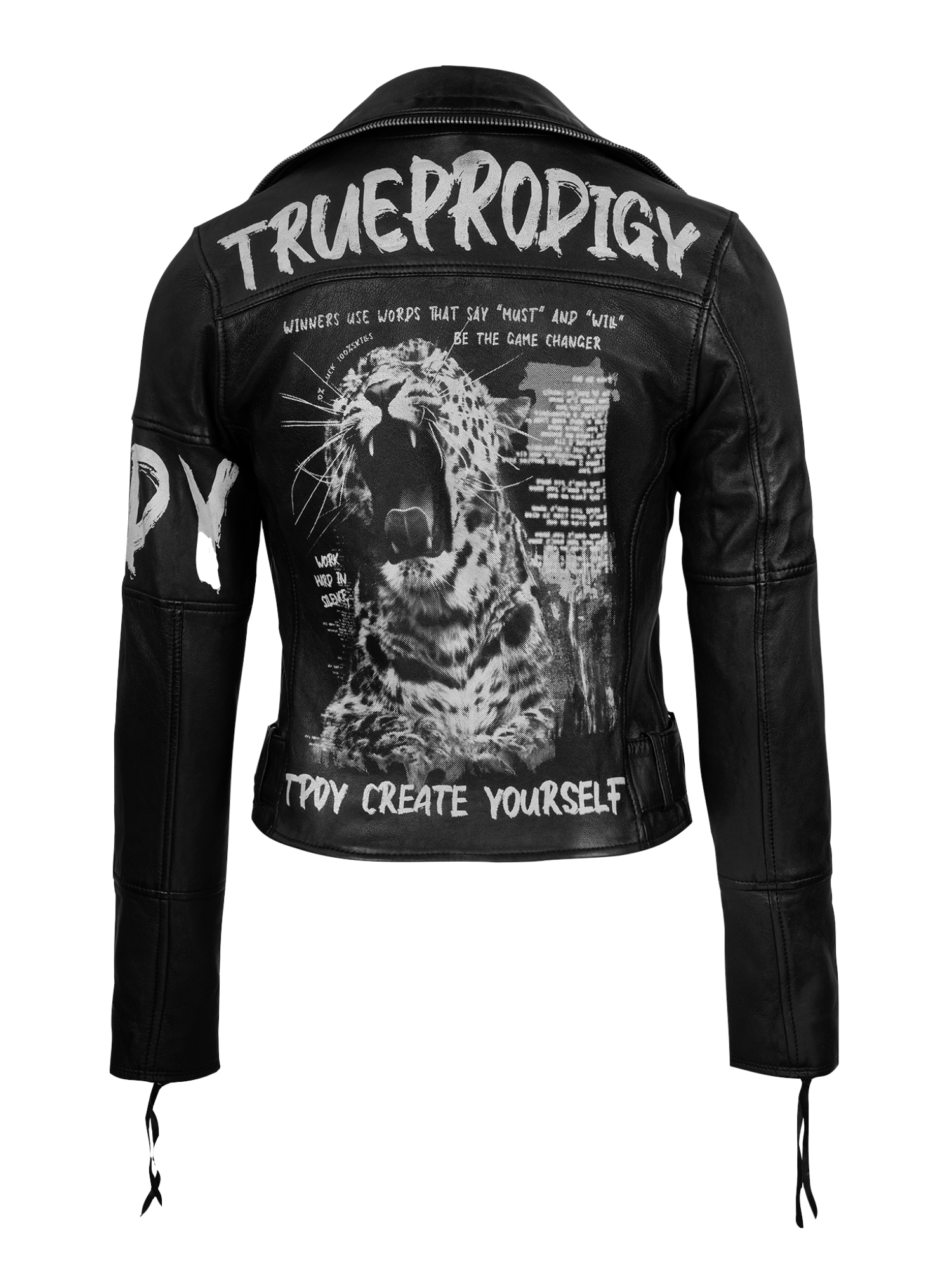 trueprodigy Lederjacke »Laila mit auffälligem Print und Gürtel« ohne Kapuze