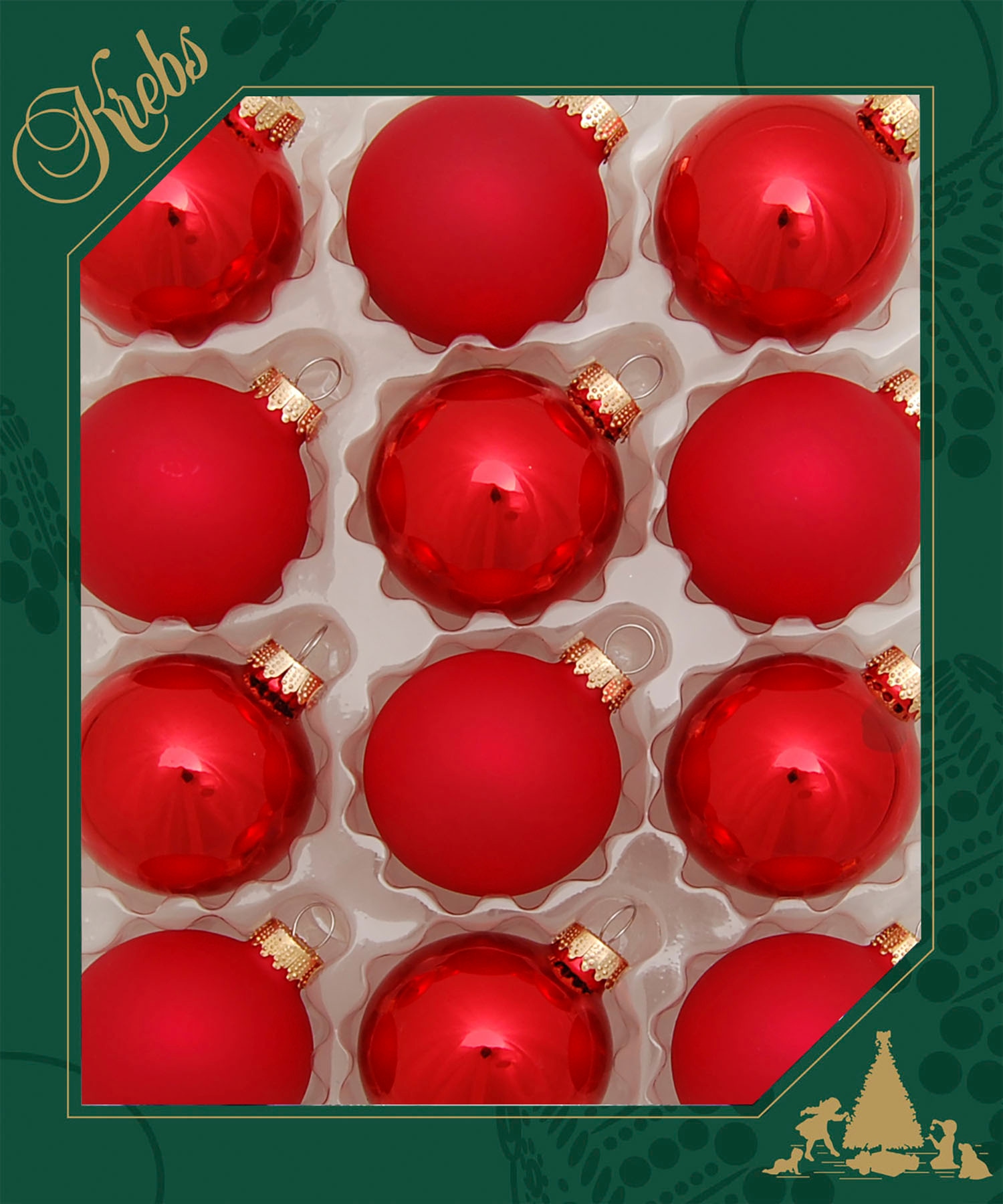 Krebs Glas Lauscha Weihnachtsbaumkugel »Glaskugelsortiment Rot Glanz/Satin, Ø  ca. 5 cm«, (Set, 12 St.), Weihnachtsdeko, Christbaumschmuck,  Christbaumkugeln aus Glas | BAUR