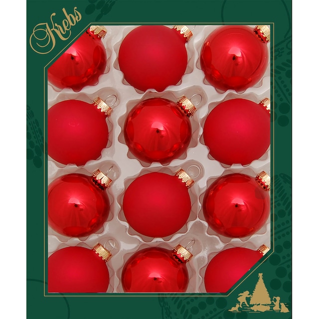 Glanz/Satin, Glas Lauscha Ø | ca. aus 12 »Glaskugelsortiment St.), Christbaumkugeln cm«, Weihnachtsbaumkugel (Set, Glas 5 BAUR Weihnachtsdeko, Christbaumschmuck, Krebs Rot