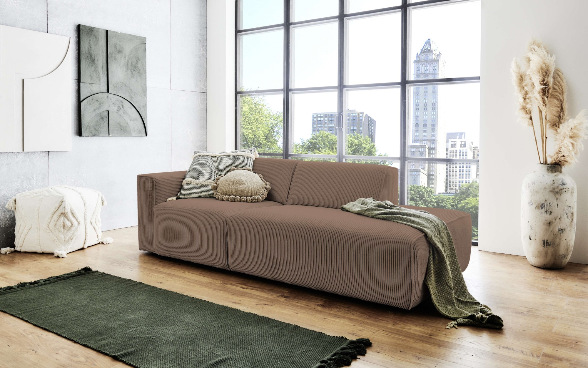 Home affaire 2-Sitzer "Noord mit Kedernaht, Breite 227 cm" Cord, Struktur, günstig online kaufen