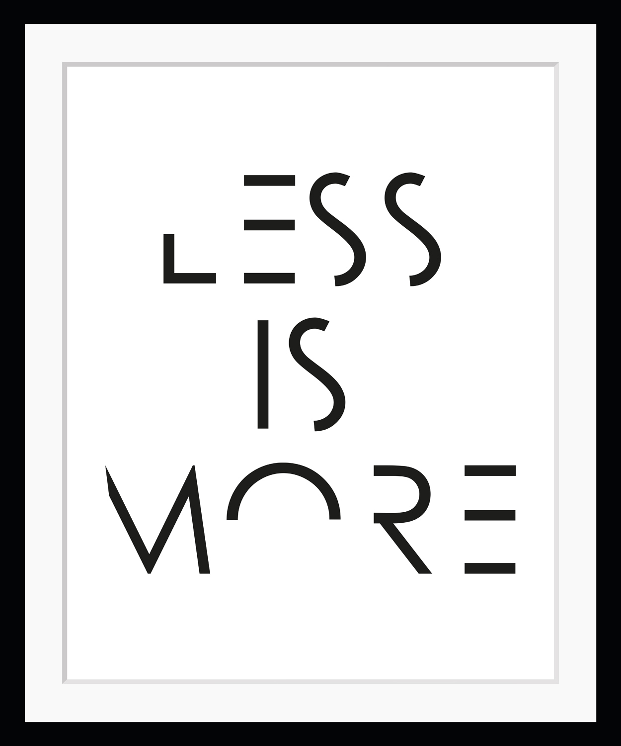 queence Bild "LESS IS MORE", Buchstaben-Schwarz-Weiß-Schriftzug-Sprüche & T günstig online kaufen