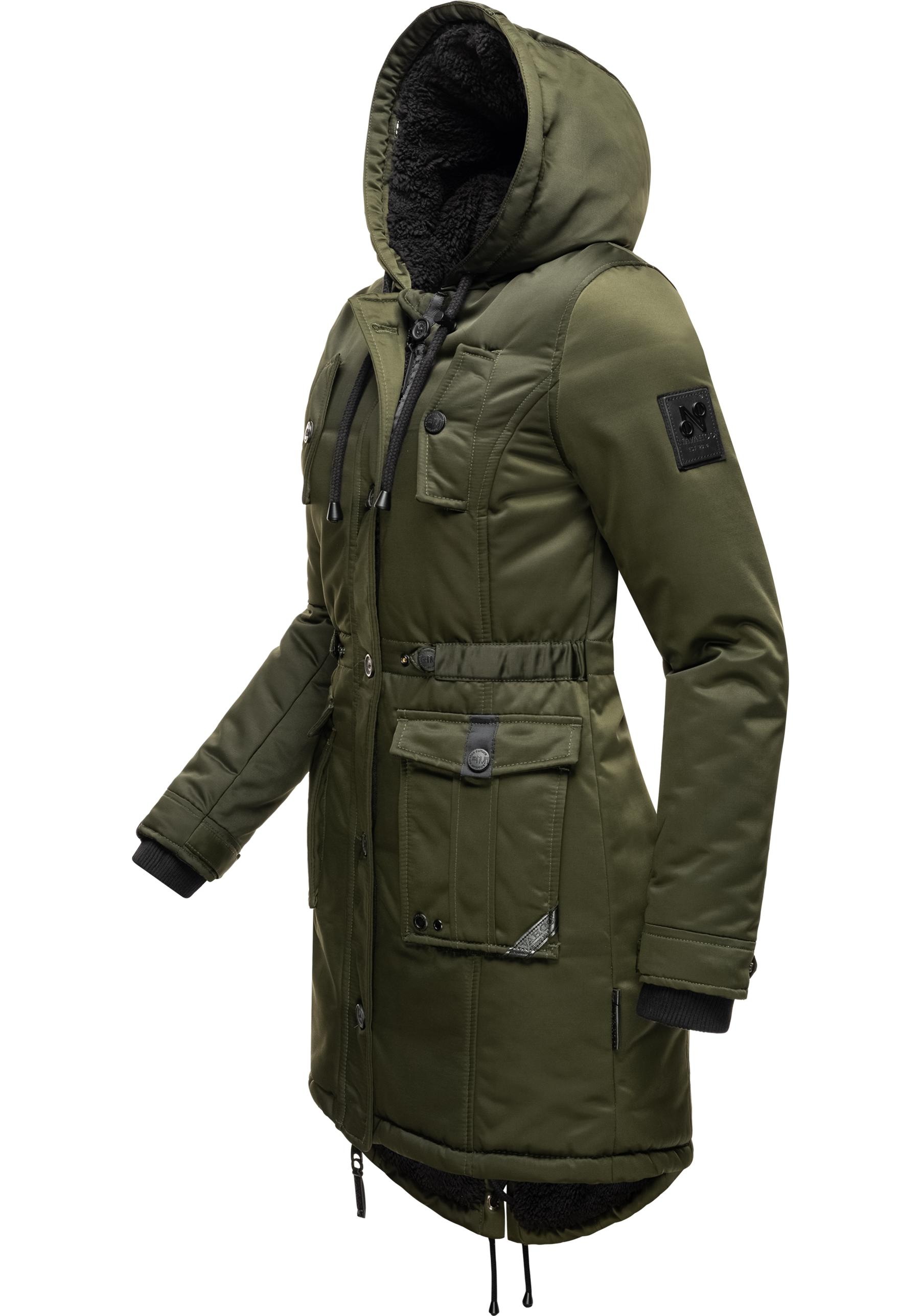 Navahoo Wintermantel »Luluna Prc«, edler Parka mit großer Kunstfellkapuze