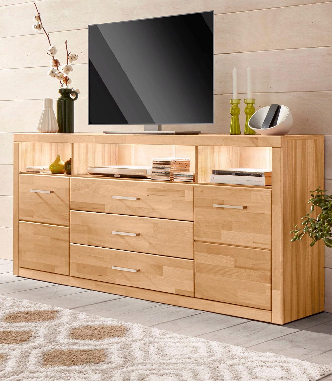 OTTO home Sideboard "Ribe,180cm breit, Fronten Massivholz,7 Fächer" Holz ma günstig online kaufen