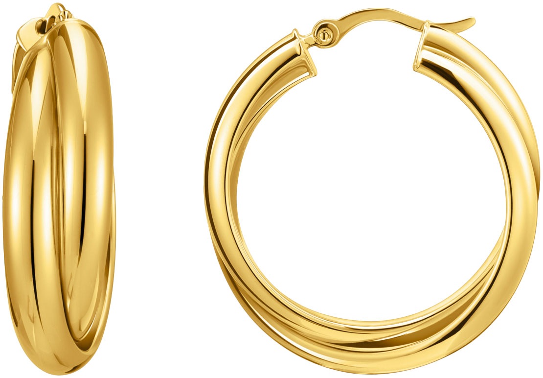 Paar Creolen THOMAS SABO "Schmuck Silber 925 Ohrringe verschlungenes Design", gold (gelbgoldfarben), Ohrringe, Damen, Silber 925 (recycelt)