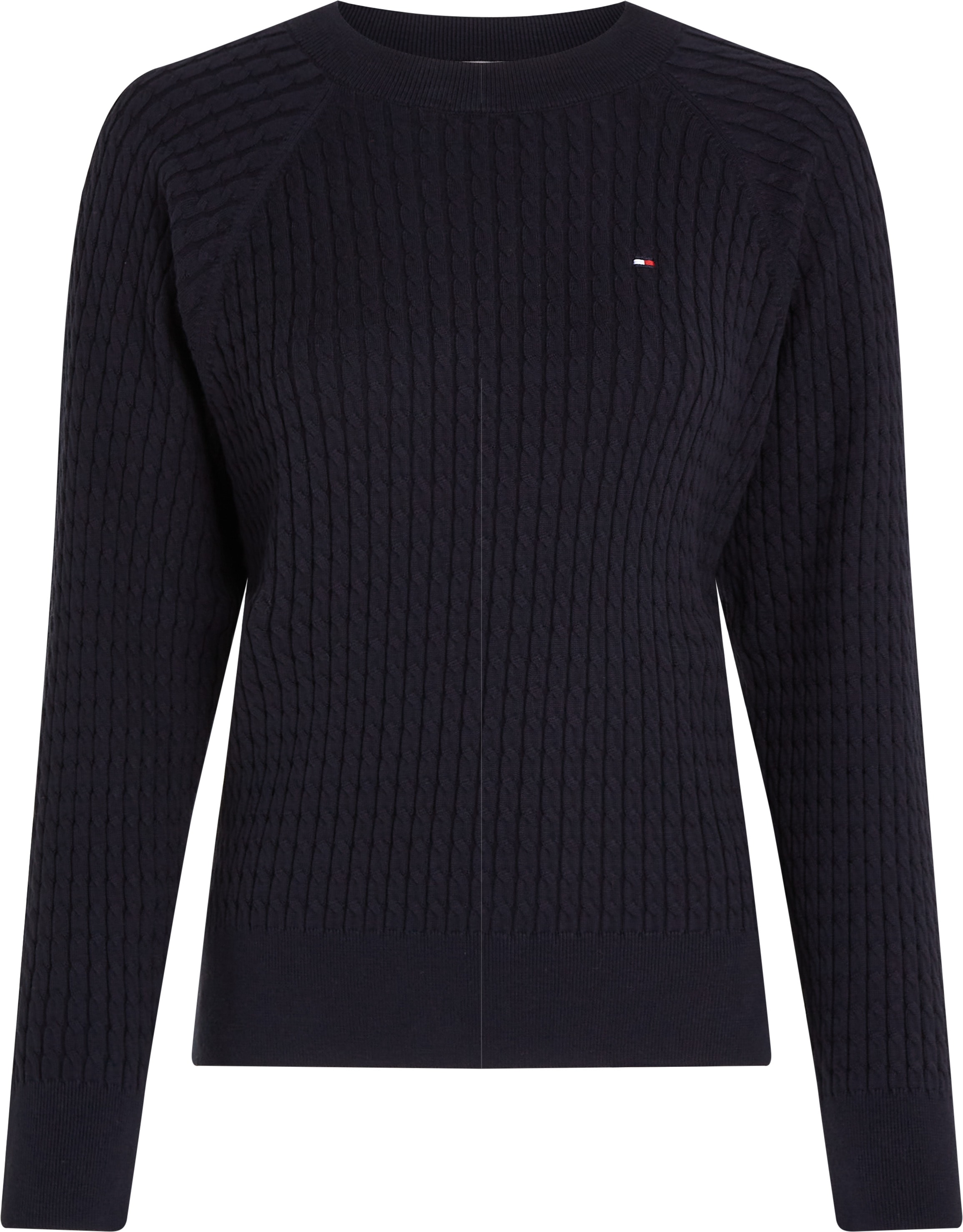 Tommy Hilfiger Rundhalspullover »CO CABLE C-NK SWEATER«, mit Zopfmuster