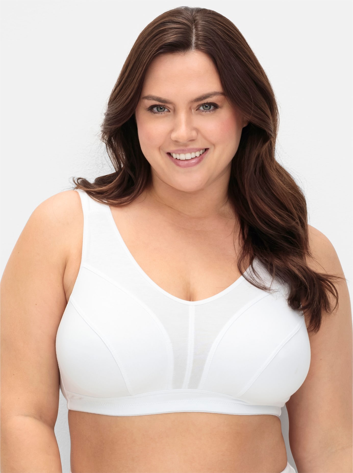 SHEEGO Damen Bügelloser BH, Gr. 100, weiß, 90% Baumwolle, 6% Elasthan, 4% Polyamid, BHs