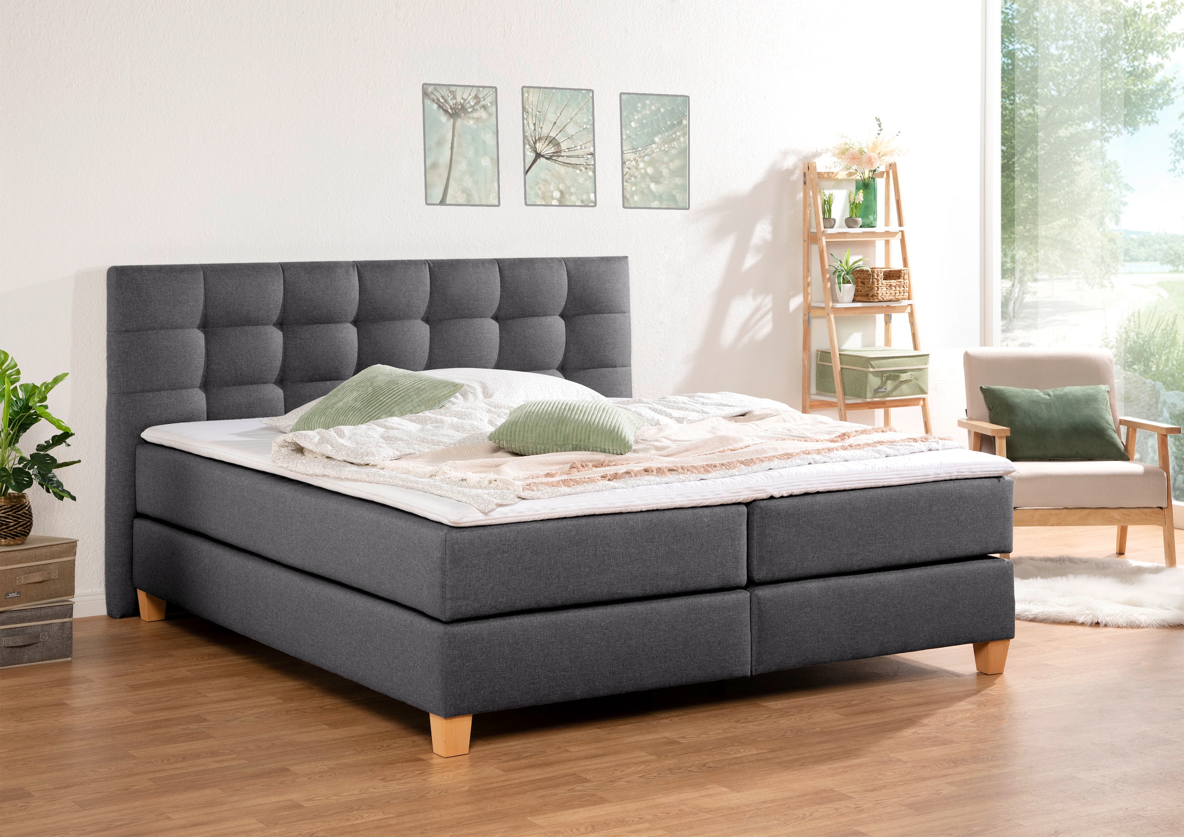 Home affaire Boxspringbett »Moulay«, inkl. Topper, in Überlänge 220 cm, 3 Härtegrade, auch in H4