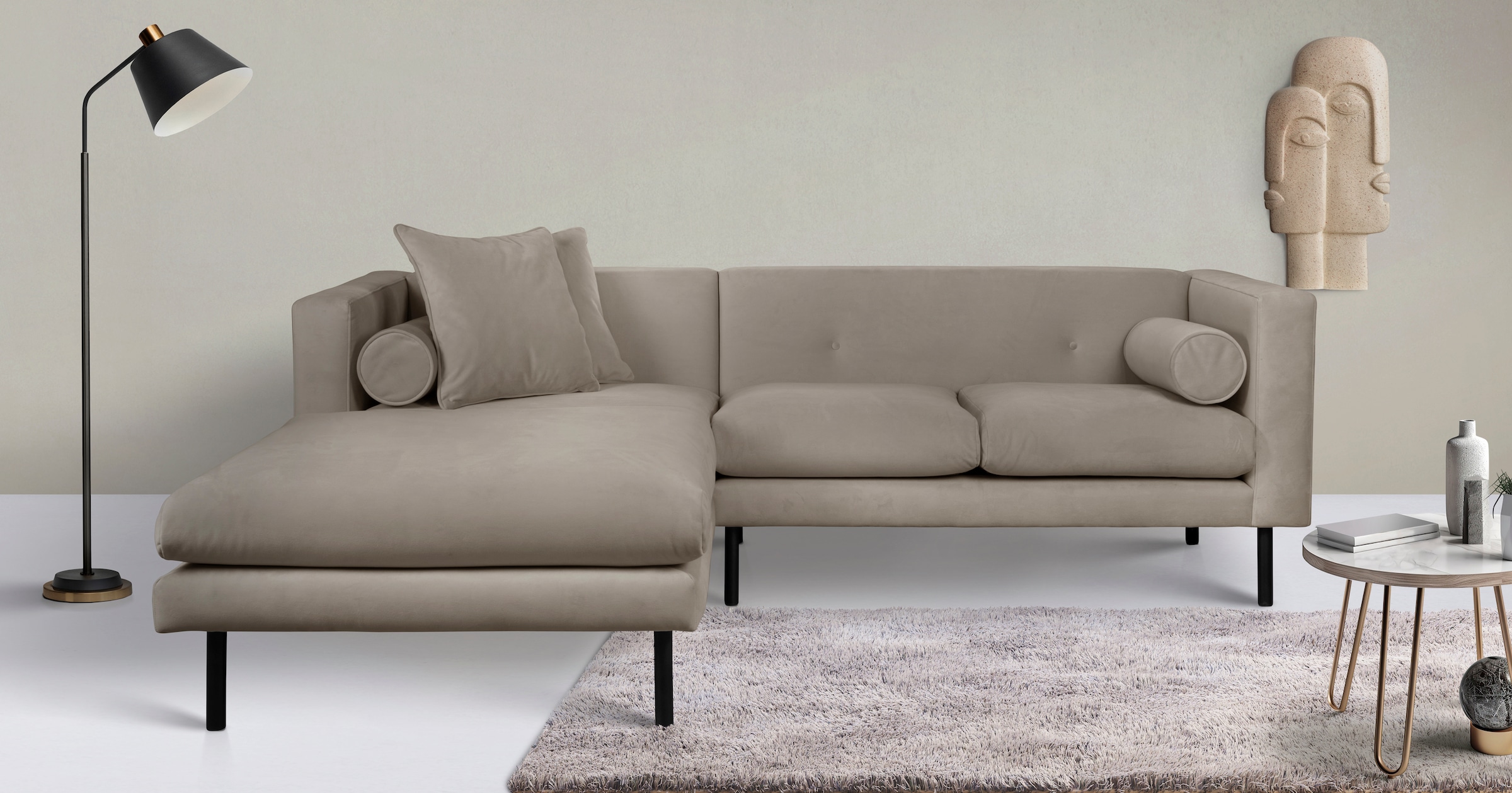 Guido Maria Kretschmer Home&Living Ecksofa »Lillibeth L-Form«, Zierkissen als Wendekissen, in Samtoptik oder Cord