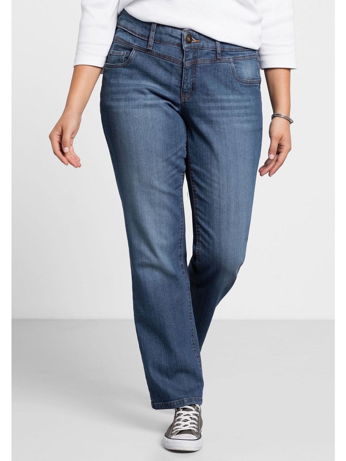 Sheego Stretch-Jeans "Große Größen", "Die Gerade" mit Used-Effekten