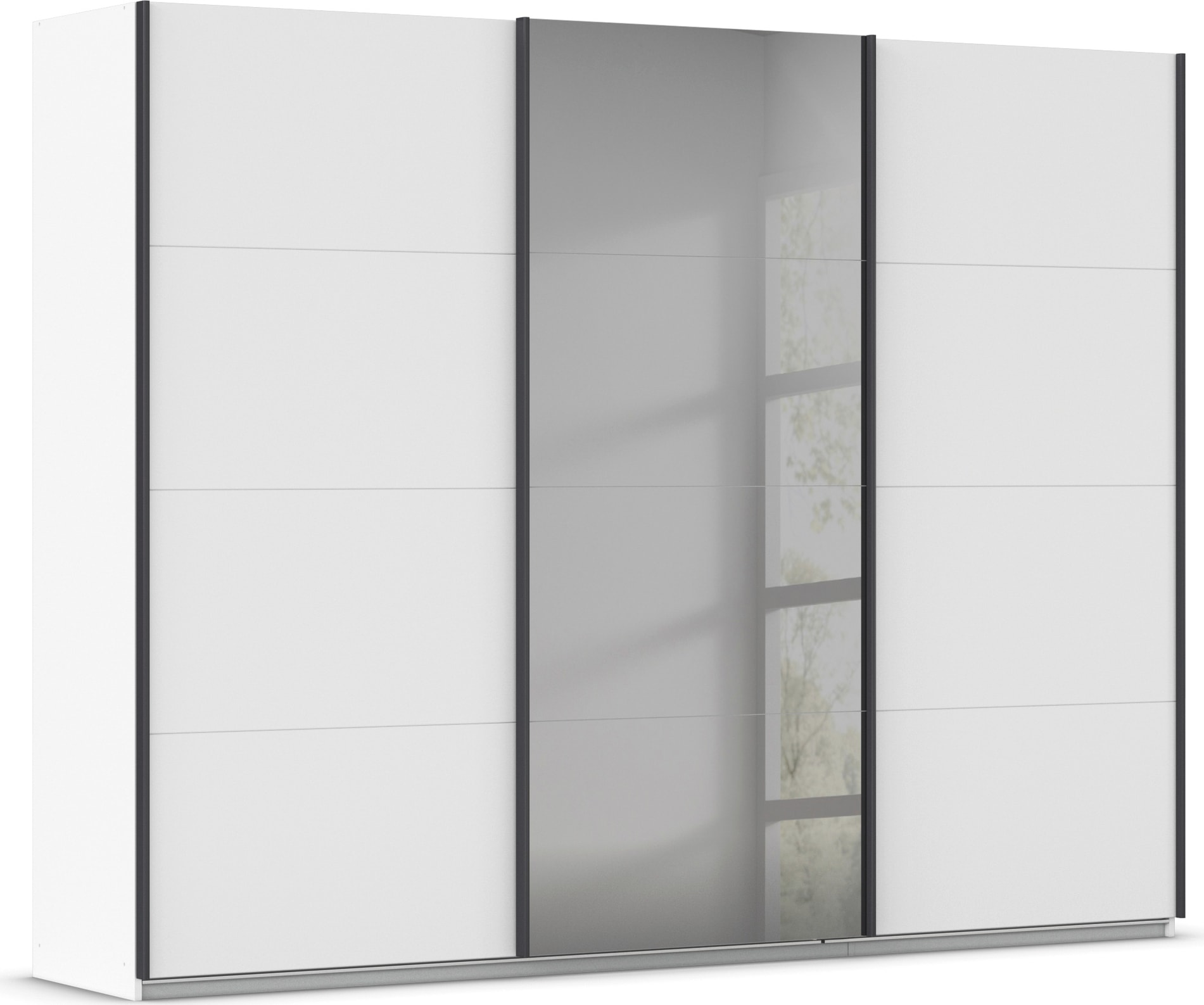 OTTO home "Schlafzimmerschrank Kleiderschrank Schrank Garderobe FERRIS" In 3 Ausstattungen BASIC/CLASSIC/PREMIUM, in Breiten 271 cm, Mitteltür mit hochwertigem Grauspiegel MADE IN GERMANY