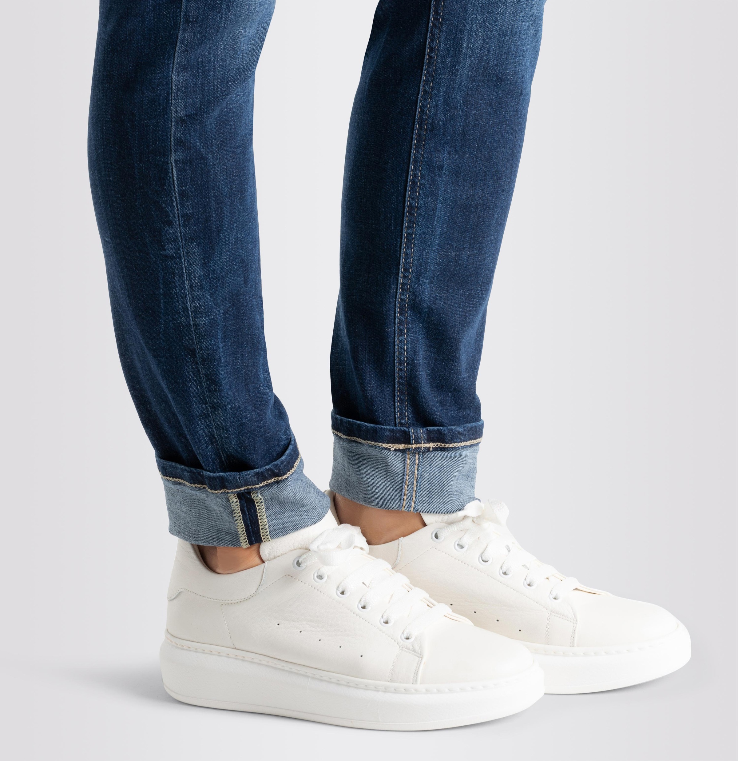 Slim-fit-Jeans MAC "RICH SLIM", Damen, Gr. 44, Länge 30, blau (dunkelblau wash), Denim/Jeans, Obermaterial: 71% Baumwolle, 16% Polyester, 11% Lyocell, 2% sonstige Fasern, unifarben, slim fit lang, Jeans Slim-fit-Jeans, mit Stretch 9