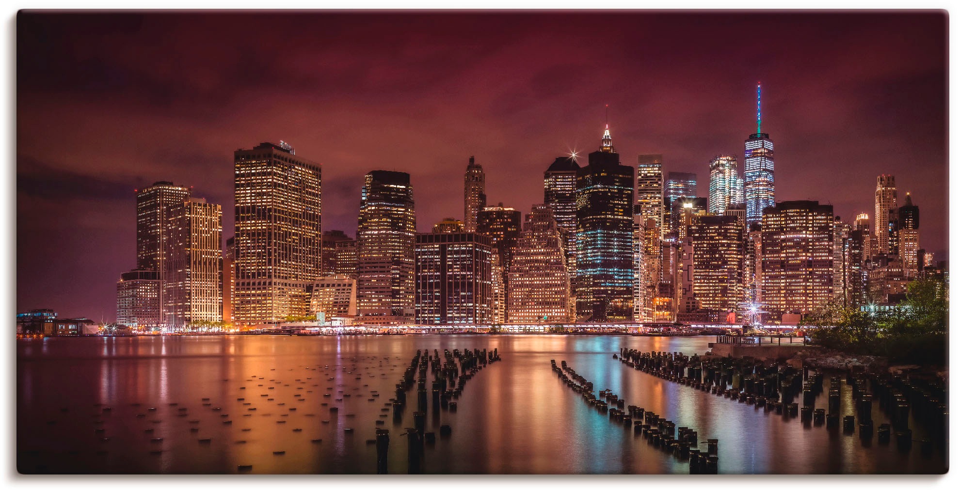 Artland Wandbild "New York City Impression bei Nacht", Amerika, (1 St.), als Alubild, Outdoorbild, Leinwandbild in versc