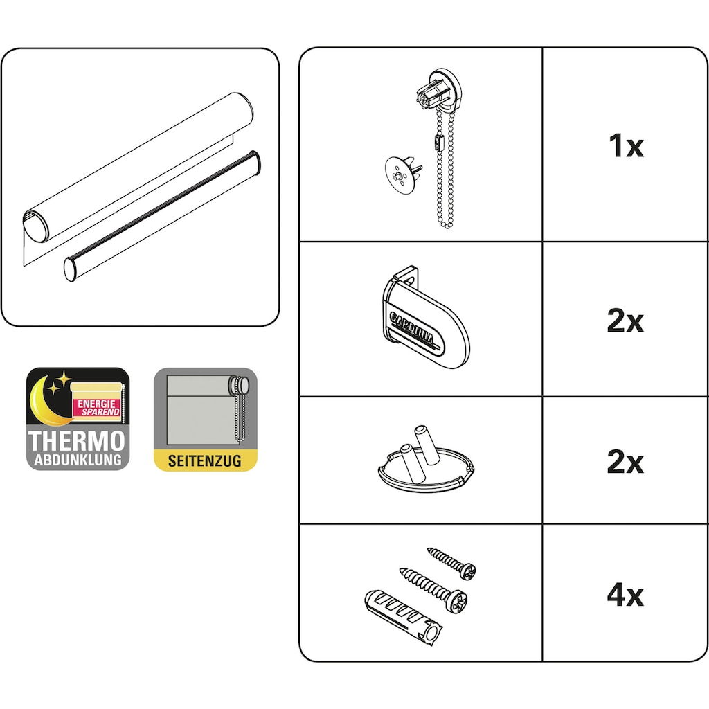 GARDINIA Seitenzugrollo »Uni-Rollo - Thermo Energiesparend«, verdunkelnd, energiesparend