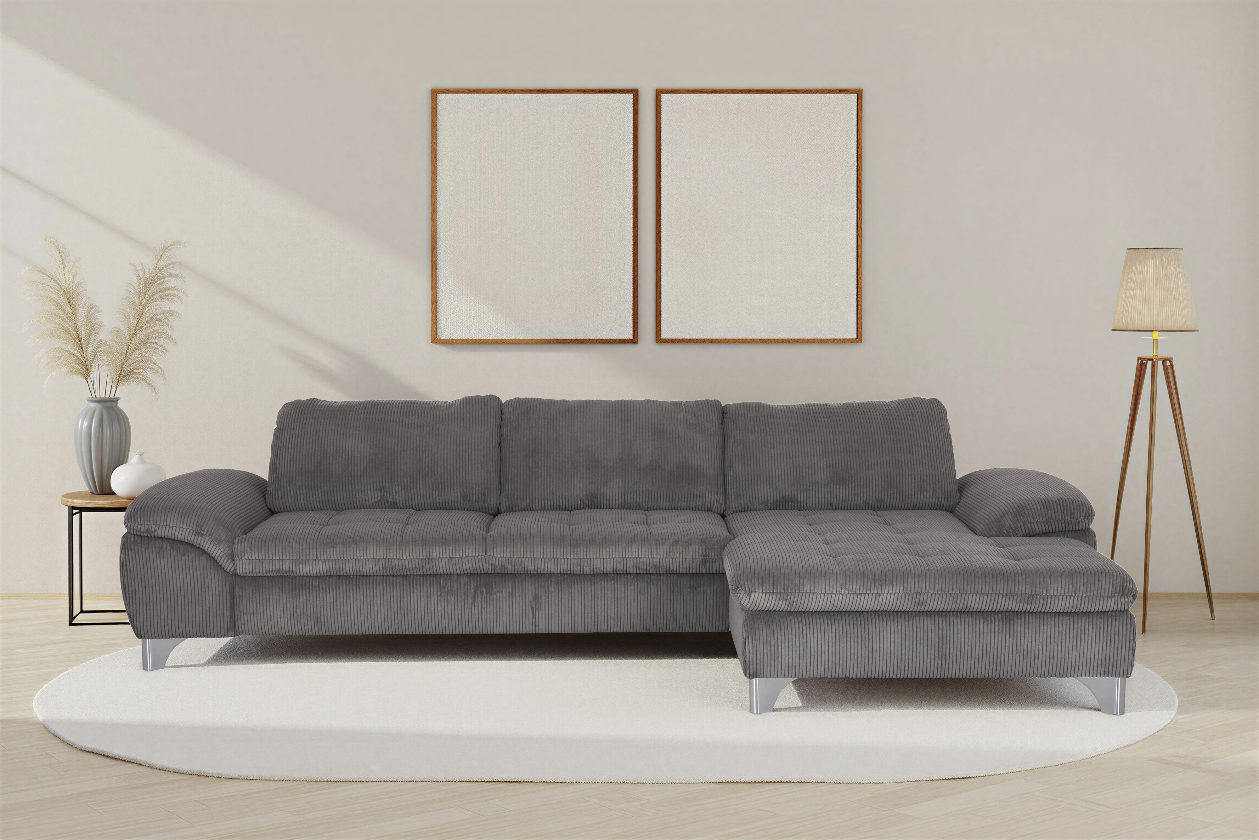 Die PlanBar Ecksofa "Recamiere MP-IN14007 L-Form, Breite 318 cm" wahlweise mit Schlaffunktion und verstellbaren Kopfstützen