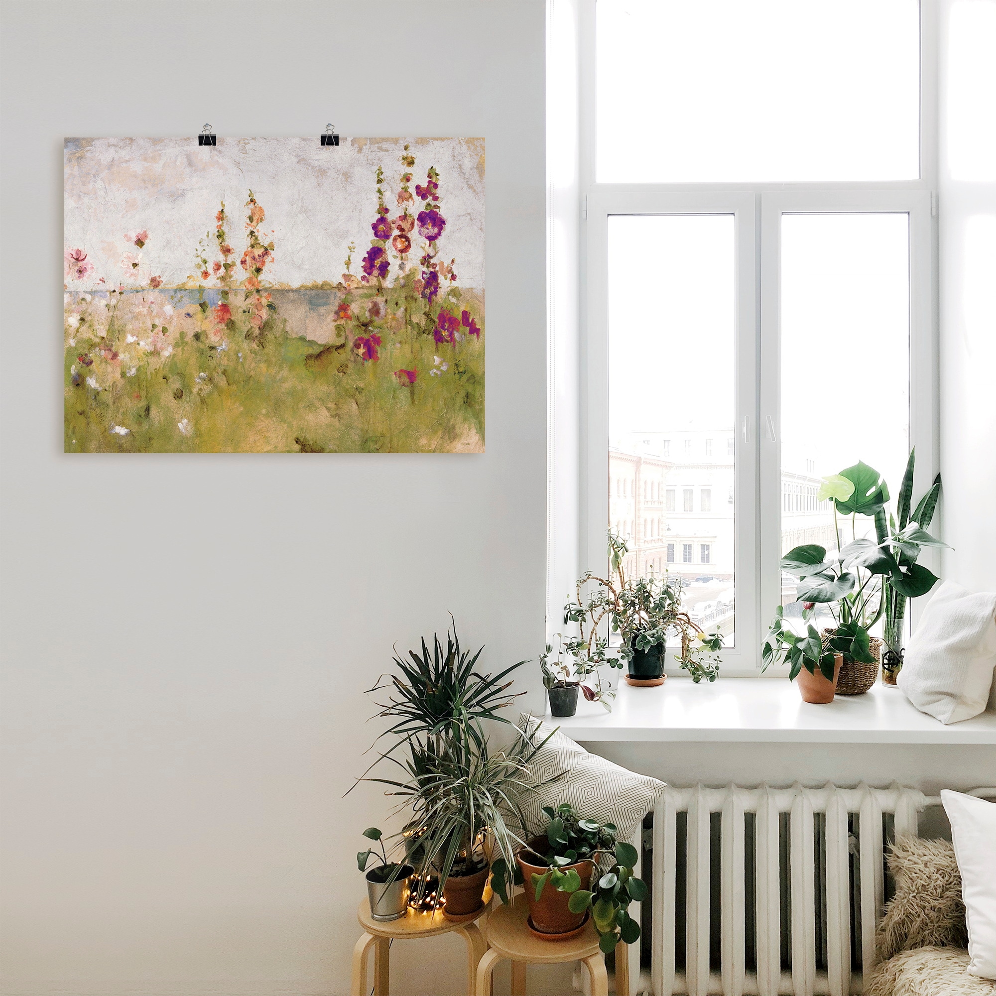 Artland Wandbild "Stockrosen am Meer", Blumen, (1 St.), als Leinwandbild, P günstig online kaufen