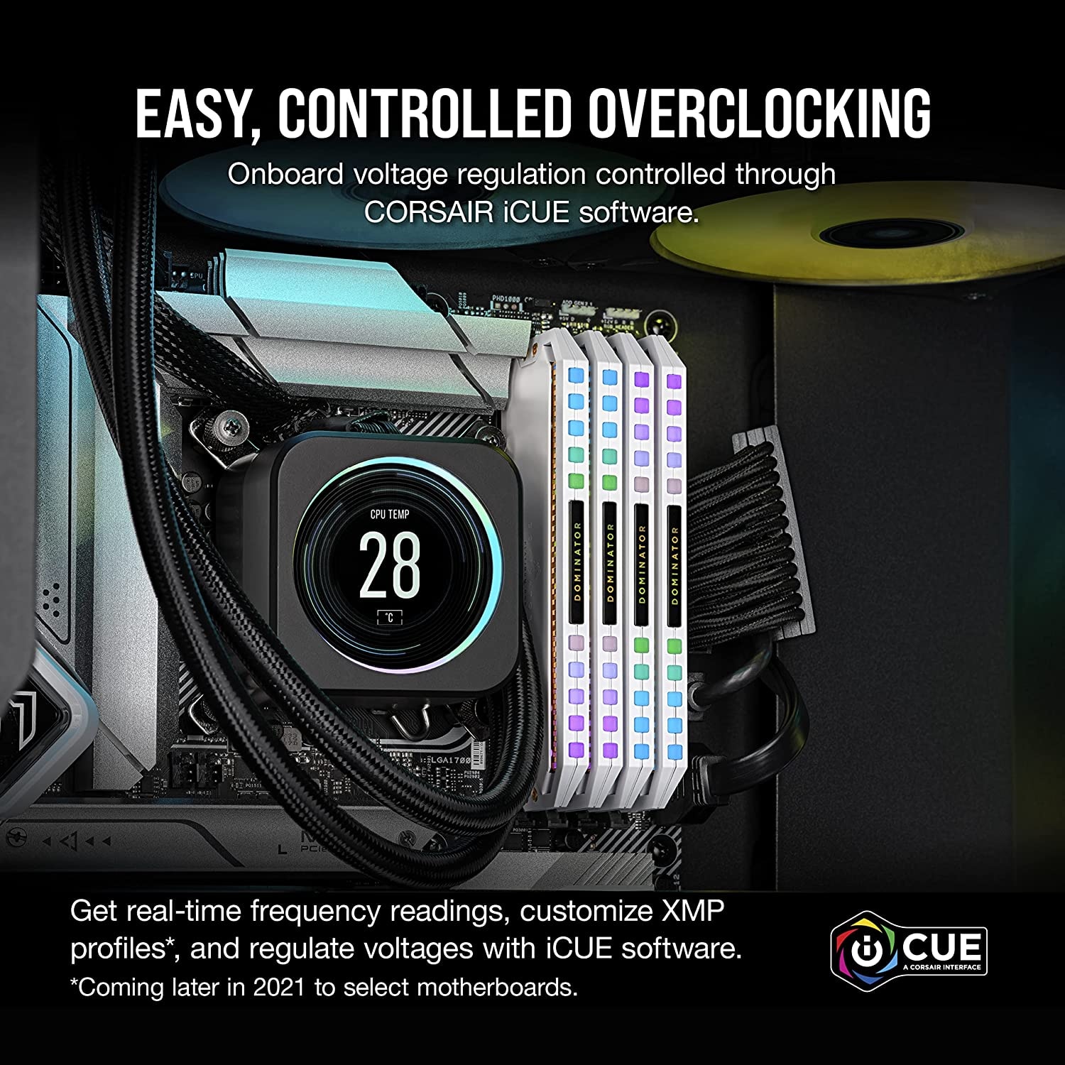 Corsair Arbeitsspeicher »DOMINATOR PLATINUM RGB DDR5 5200 White«, RGB Beleuchtung ICUE, INTEL optimiert